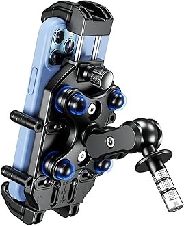 - BRCOVAN Anti-Theft Motorcycle Fork Stem Phone Mount Holder with Vibration Dampener & High-Speed Secure Lock, Heavy Duty, Adjustable Size, Big Phone Friendly, Fit for 5.4-7.2'' Cellphone