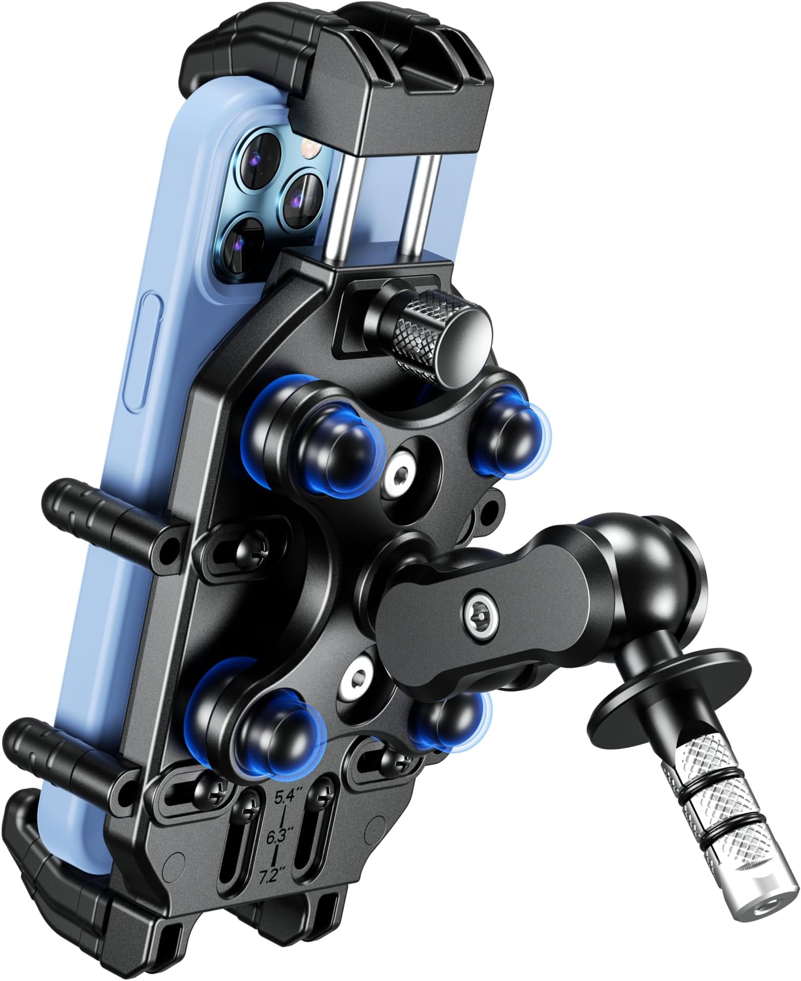 BRCOVAN Anti-Theft Motorcycle Fork Stem Phone Mount Holder with Vibration Dampener & High-Speed Secure Lock, Heavy Duty, Adjustable Size, Big Phone Friendly, Fit for 5.4-7.2'' Cellphone