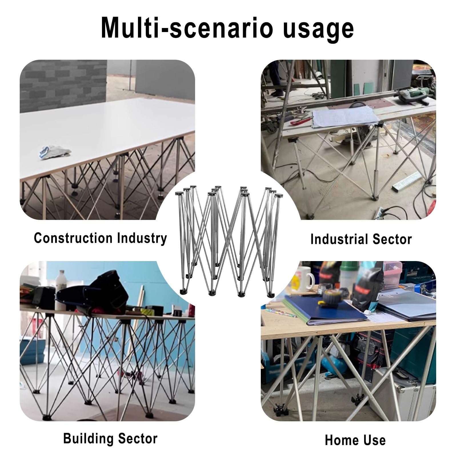 Banco de trabajo plegable resistente de acero inoxidable portátil con 6 patas, ideal para construcción y carpintería, incluye bolsa de almacenamiento, mesa versátil para lugares de trabajo