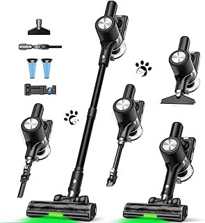 Cordless Vacuum Cleaner, 46KPa/500W Stick Vacuum with 55 Mins Runtime, Self-Standing Vacuum Cleaner for Home, LED Display,...