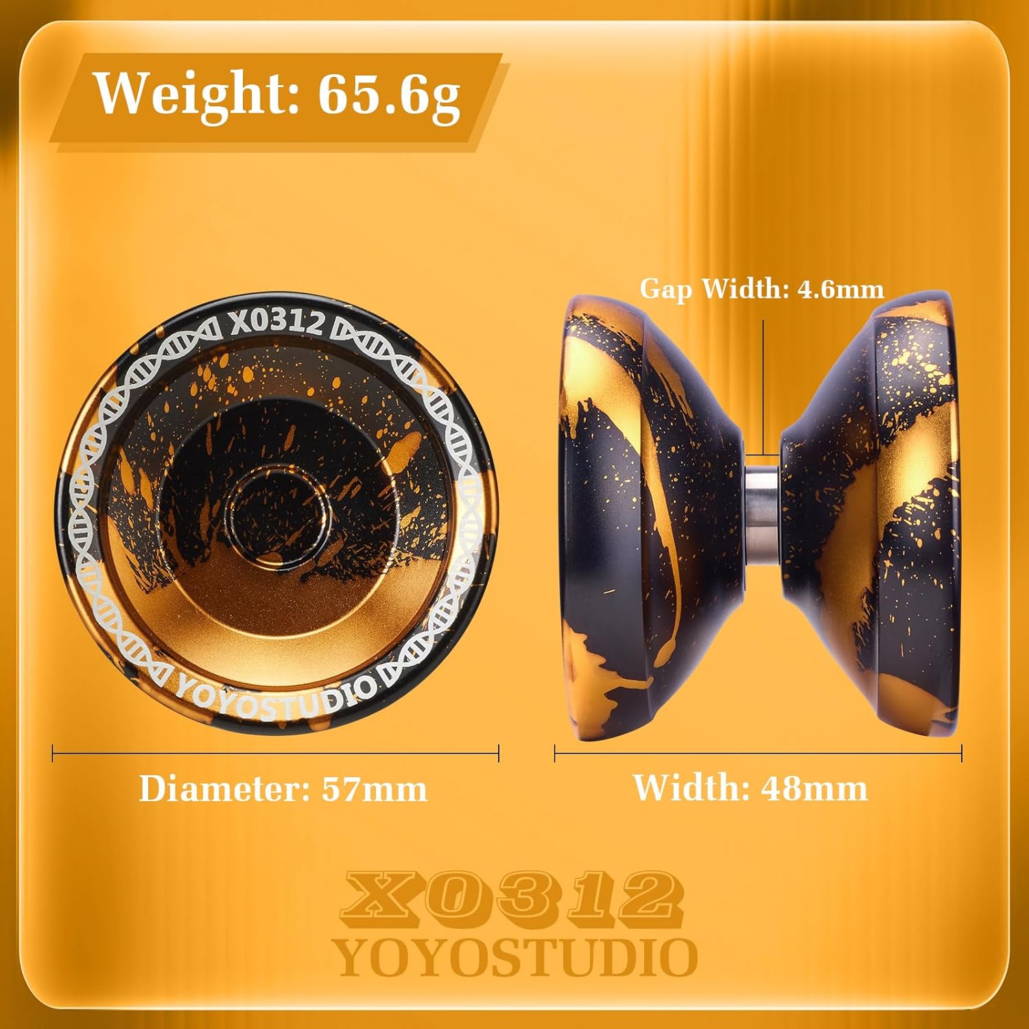 Pack of 2 Yoyos - YOYOSTUDIO X0312 Yoyo Black Gold+ F25 Yoyo Black Blue Yellow