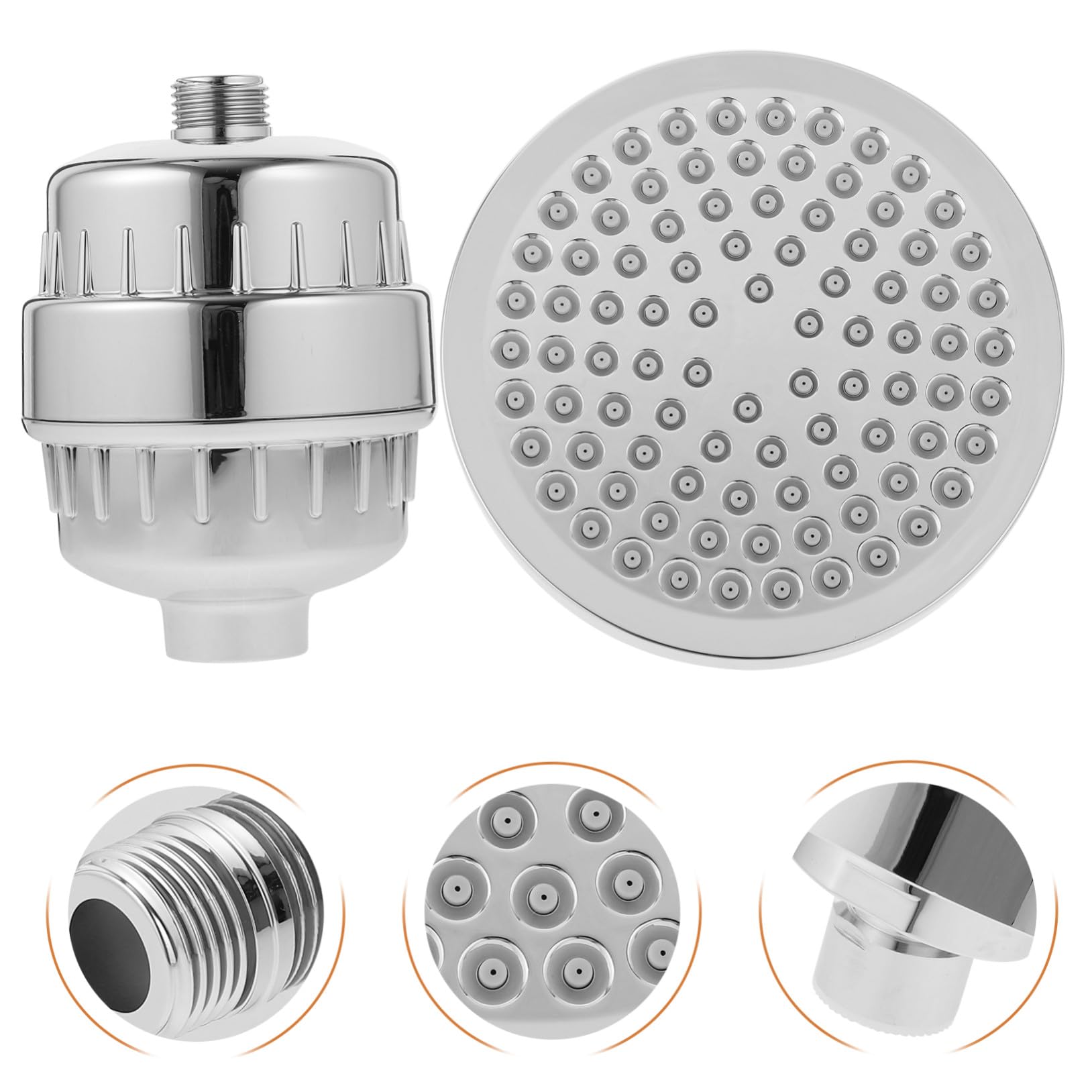 Hemobllo Cabezal de Ducha Filtro para Agua Dura, ABS Plata, Rotación 360°