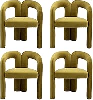 Vista 10 de Tmosi Modernas sillas de comedor de terciopelo tapizadas, con respaldo curvado, cómoda silla auxiliar para cocina, comedor, sala de estar