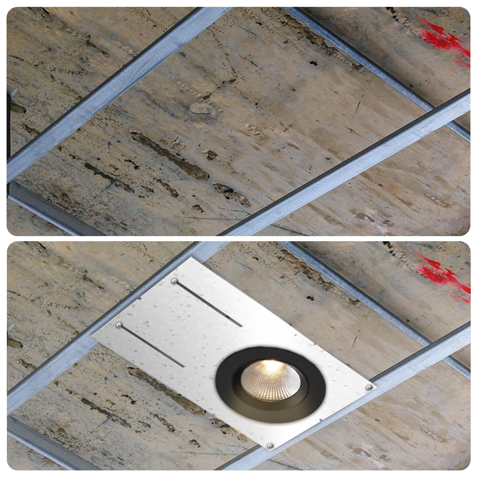 Tellegloww 50-Pack Recessed Light Mounting Plates – Silver, Fits 3", 4", 6" Round LED Downlights