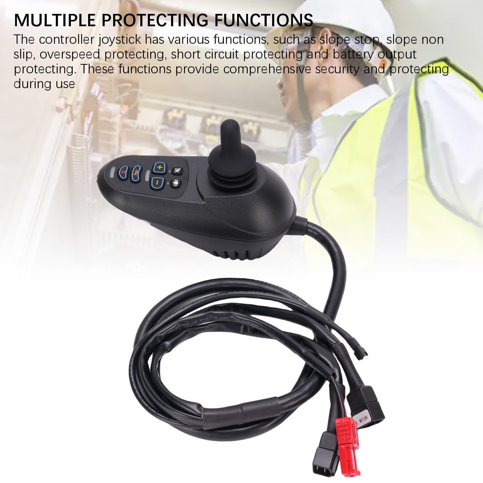 ciciglow Joystick do Wózka Inwalidzkiego z Napędem Elektrycznym, Kontroler Wózka Inwalidzkiego 50A, Elektryczny Joystick do Wózka Inwalidzkiego z regulowaną prędkością i Hamulcem