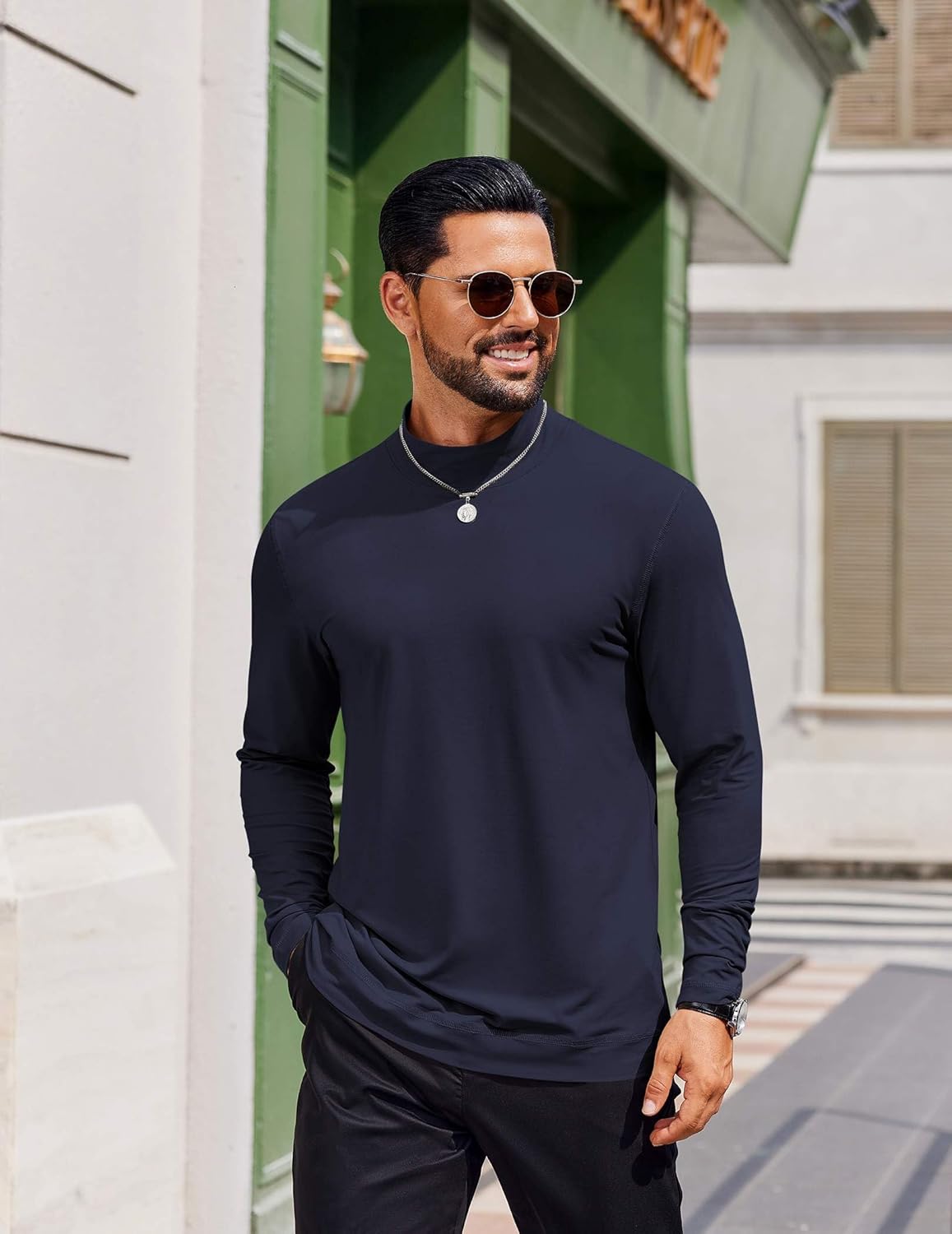 COOFANDY Mens Mock Turtleneck Long Sleeve Shirts Casual Basic T-Shirt Lightweight Mockneck Pullover Sweater for Men - Image 3