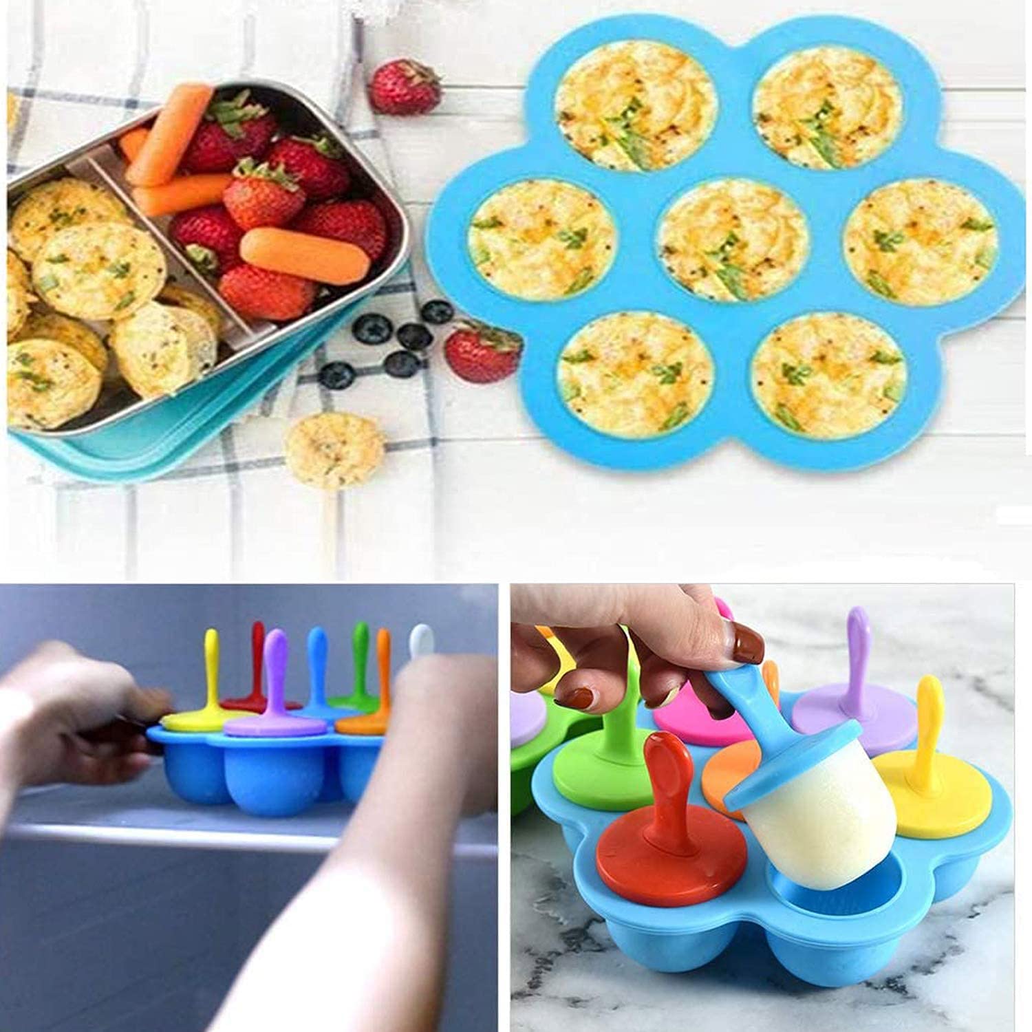 Multifuncional Moldes de Paletas,Mini Molde de Silicona,Mini Moldes Helados Silicona,Molde Paletas Ice Cream Mold para Alimentos para, Hielo, Chocolate, Paletas de Hielo, Helado