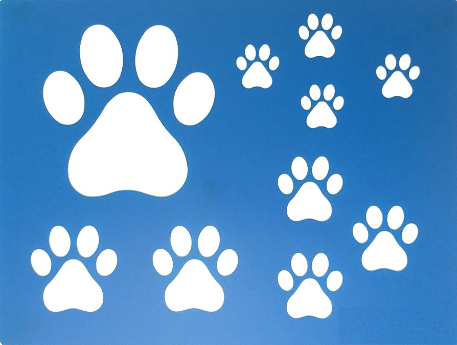 Amazon.com : Dog Cat Paw Print Stencils Sheet Template, Various Paw Print Sizes, 4