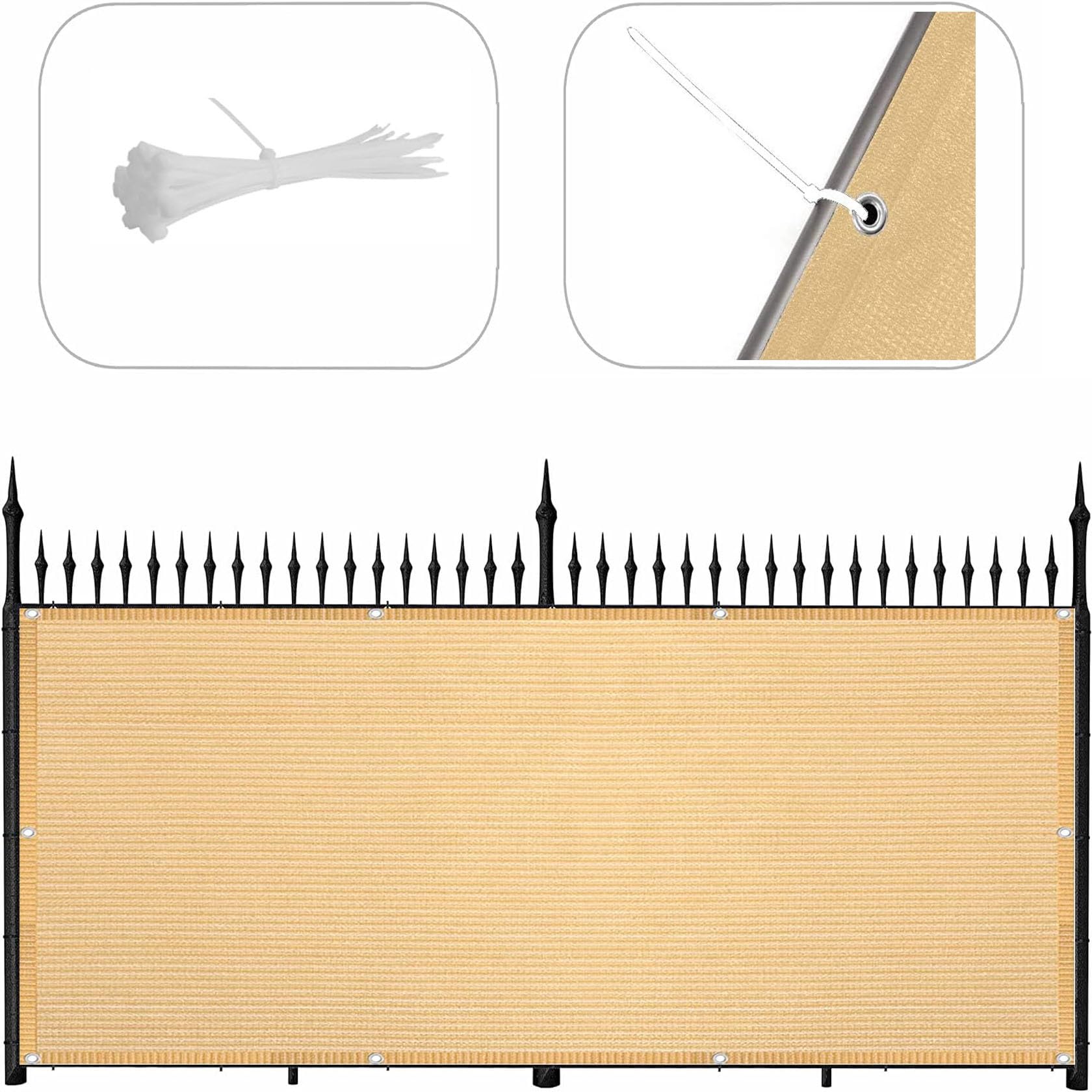 GLDYTVF Anti Peeping UV Protection Shade Cloth for Balcony 65x420 cm Sand Yellow Balustrade Posts Ideal for Backyard Deck Includes Cable Ties for Easy Installation