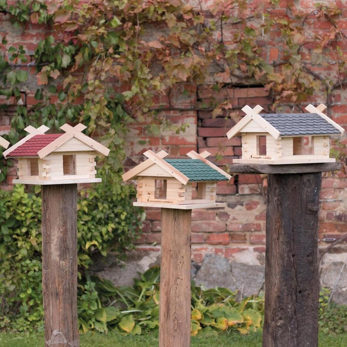 Vogelhaus Bausatz (Groß) - Grün Futterhäuschen, Vogelhäuschen L: 44,00 cm B: 38,50 cm T: 28,50 cm