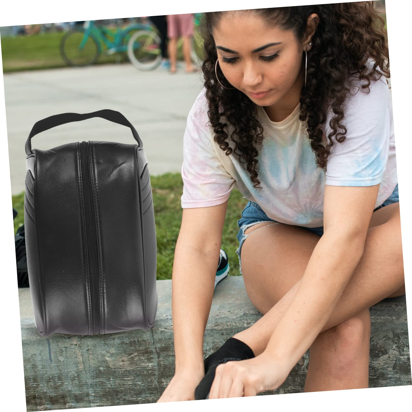 BESTYASH Borsa per Scarpe da Viaggio Nera, in Cuoio, Resistente All’acqua, Pieghevole e Portatile, per Scarpe Sportive e Uso All’aperto