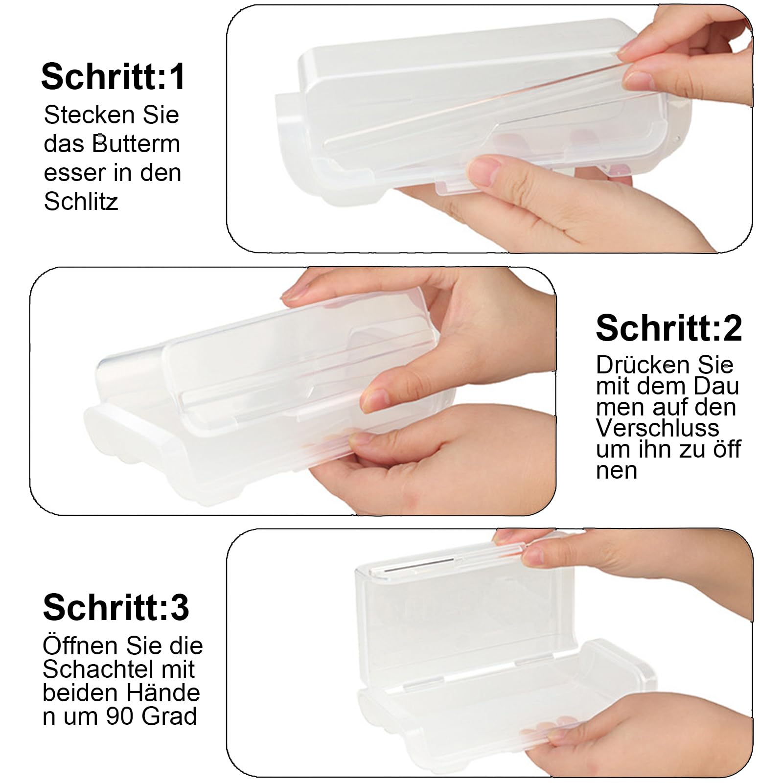 Beurrier Transparent Avec Couteau Intégré Et Graduations - Hermétique, Lavable Au Lave-vaisselle - Pour Beurre De 200g