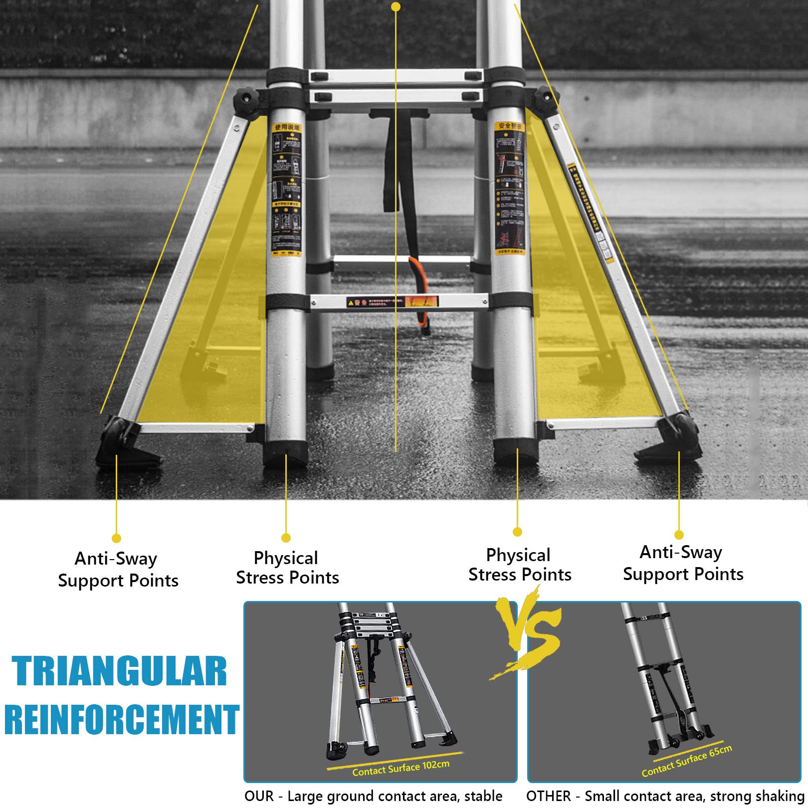 Amazon.co.jp: 伸縮自在のはしご アルミニウムの折りたたみ式のはしご