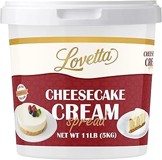 Lovetta Cheesecake Cream Bulk 11lb (5kg) Tub – Smooth Gourmet Cheesecake Dessert Spread, Rich Cream Cheese Filling for Pastries, Cakes, Crepes & Bakeries – Ready to Use