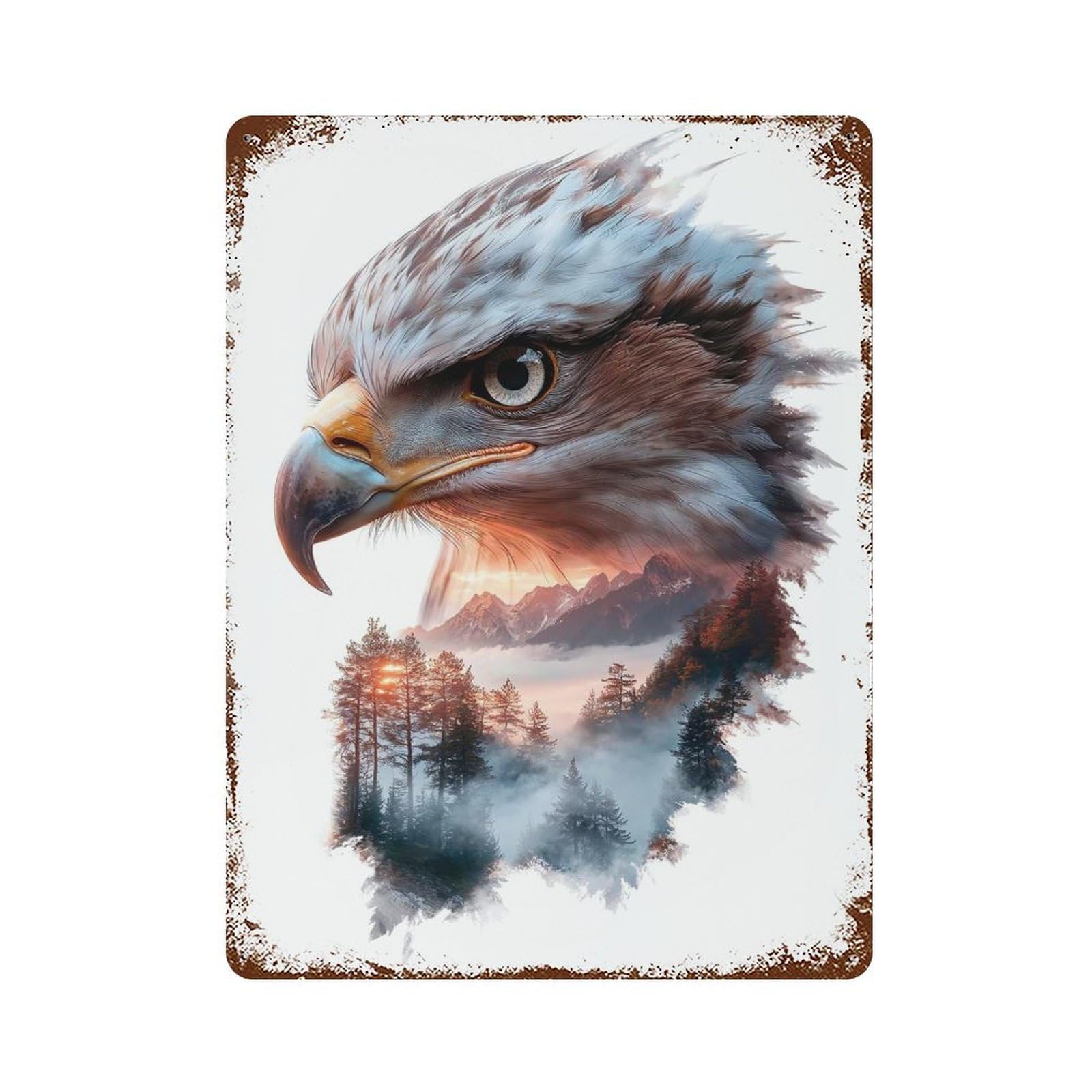 Eagle Mountain Landscape Decorative Tin Sign 15.7"x11.8", Old School Wall Decor for Garage, Pub Or Kitchen