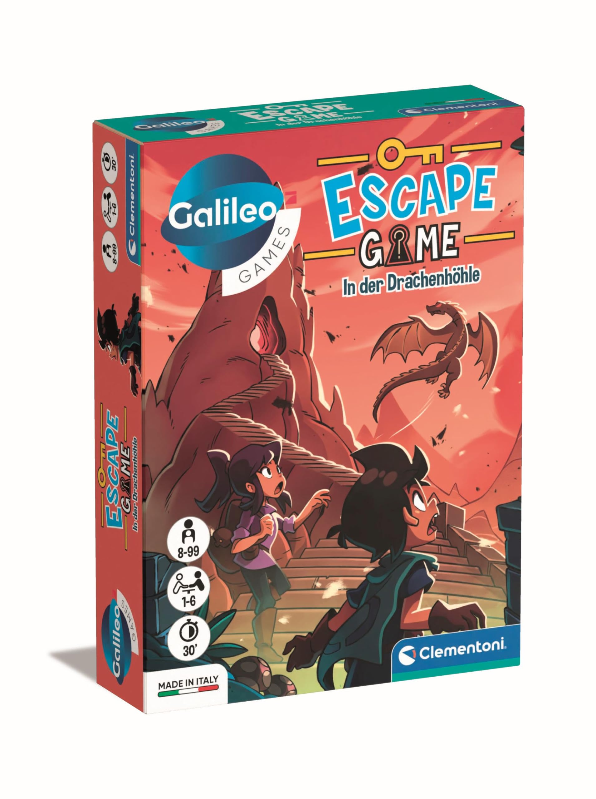 Clementoni Galileo Escape Game - In der Drachenhöhle - Escape Spiel für Kinder ab 8 Jahren - Gesellschaftsspiel & Familienspiel 59368