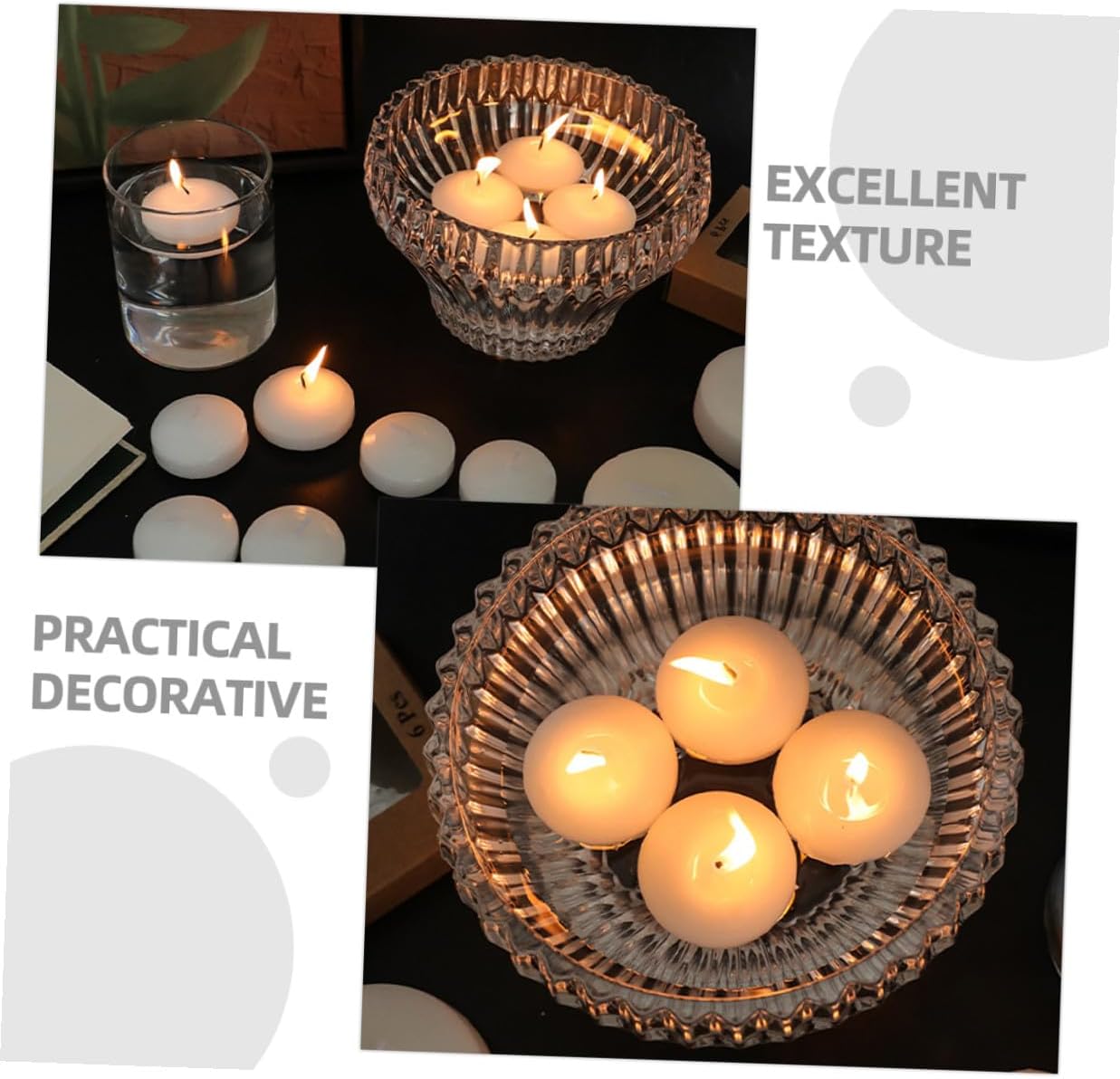 Unscented Floating Candles 6pcs 4.5x2.5cm Small Size Romantic Wedding and Birthday Party Pool Decorations