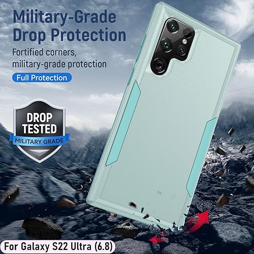 Miniatura 7 de Funda híbrida de doble capa para Galaxy S22 Ultra de 6.8 pulgadas, resistente a los golpes, resistente a los golpes, con 1 soporte magnético para