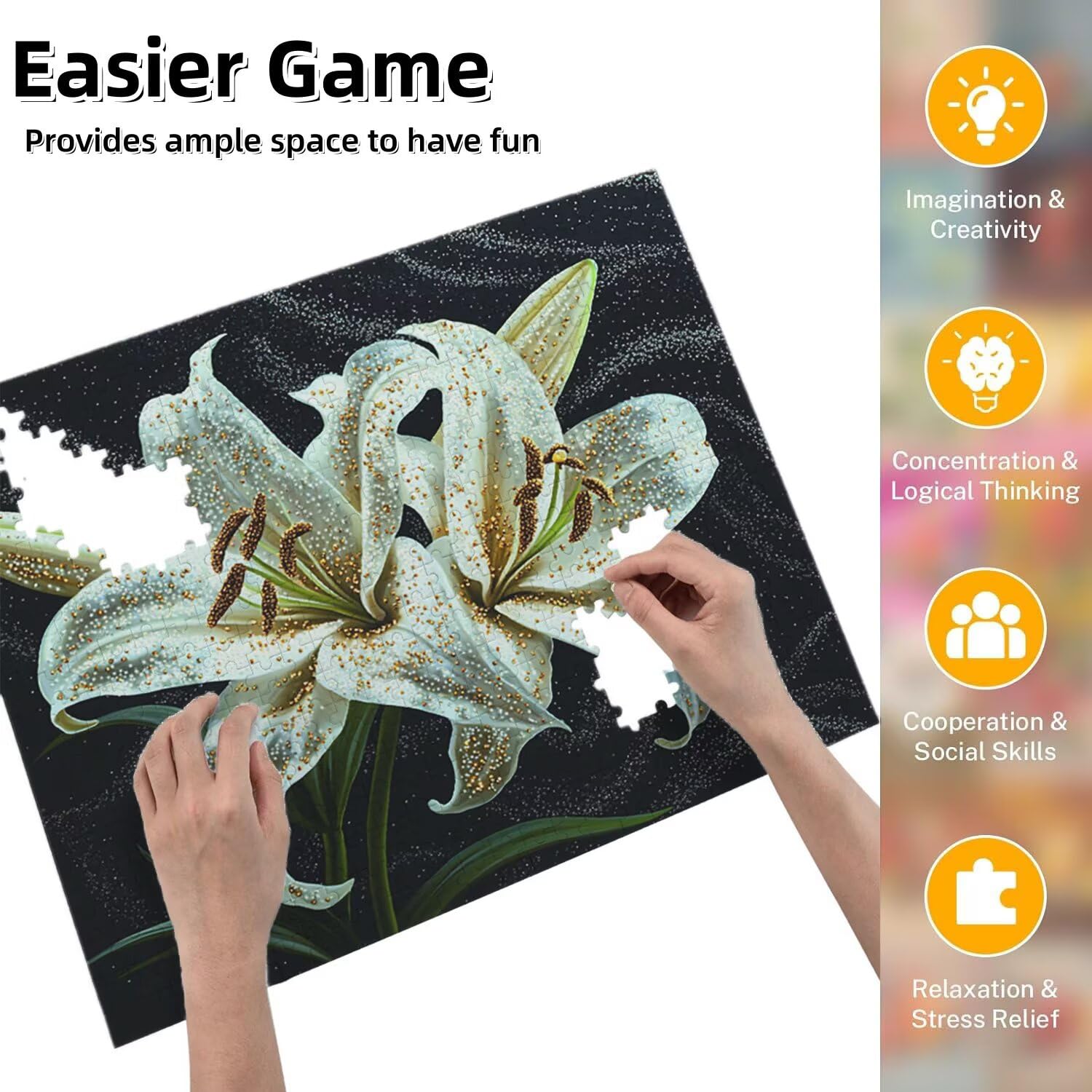 Jigsaw Puzzle, 4000 Pezzi Puzzle Classici, Fiori Puzzle Rilassamento Intelligence, Mpossibile Difficile Puzzle Impegnativo per Adulti Puzzle Gioco Familiare, Regalo per Amore Amico Gigli fr0-856
