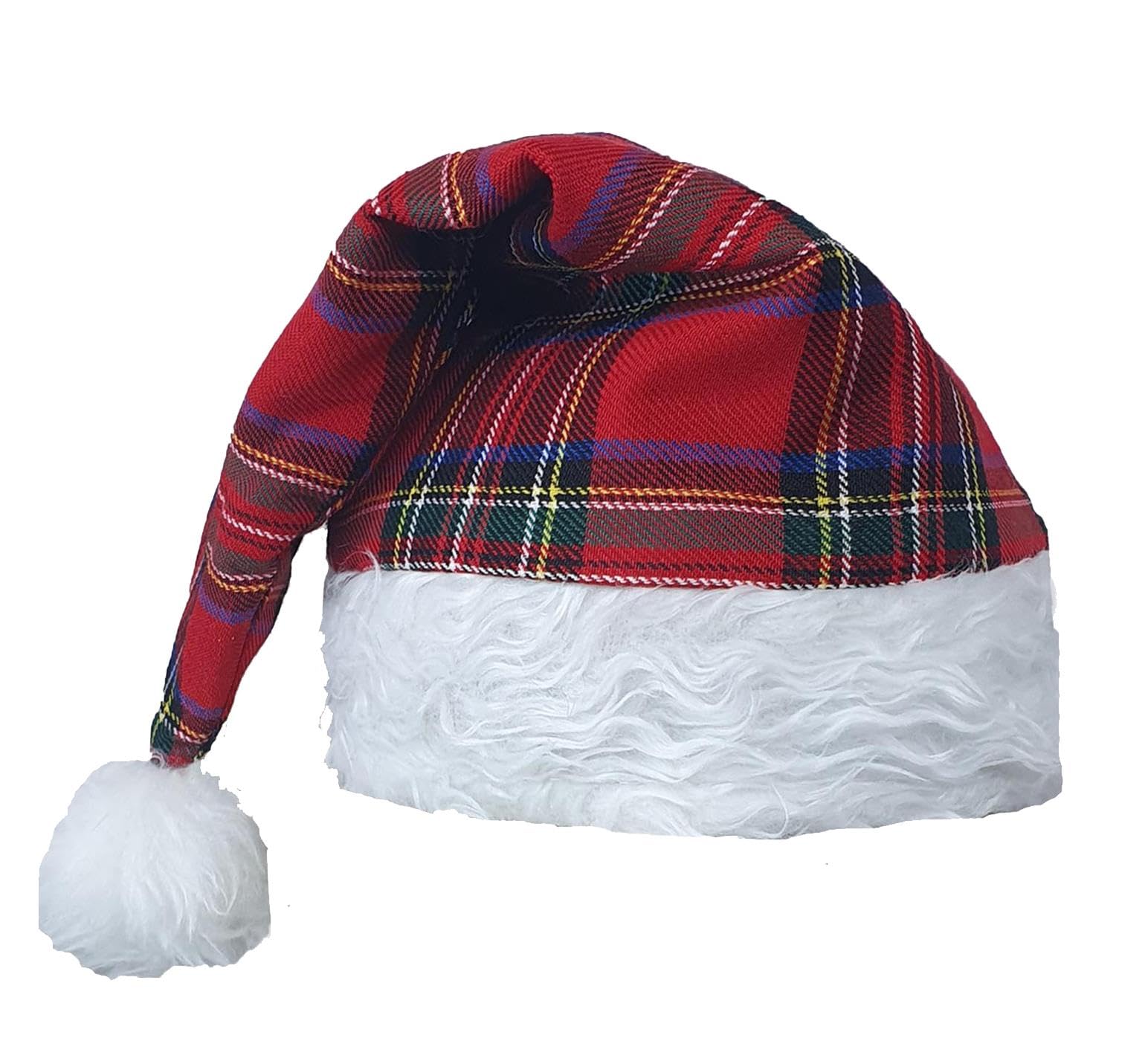 The Dragons Den Adults Royal Stewart Tartan Santa Hat Christmas Party Burns Night Hogmanay Novelty Hat [Single Hat]