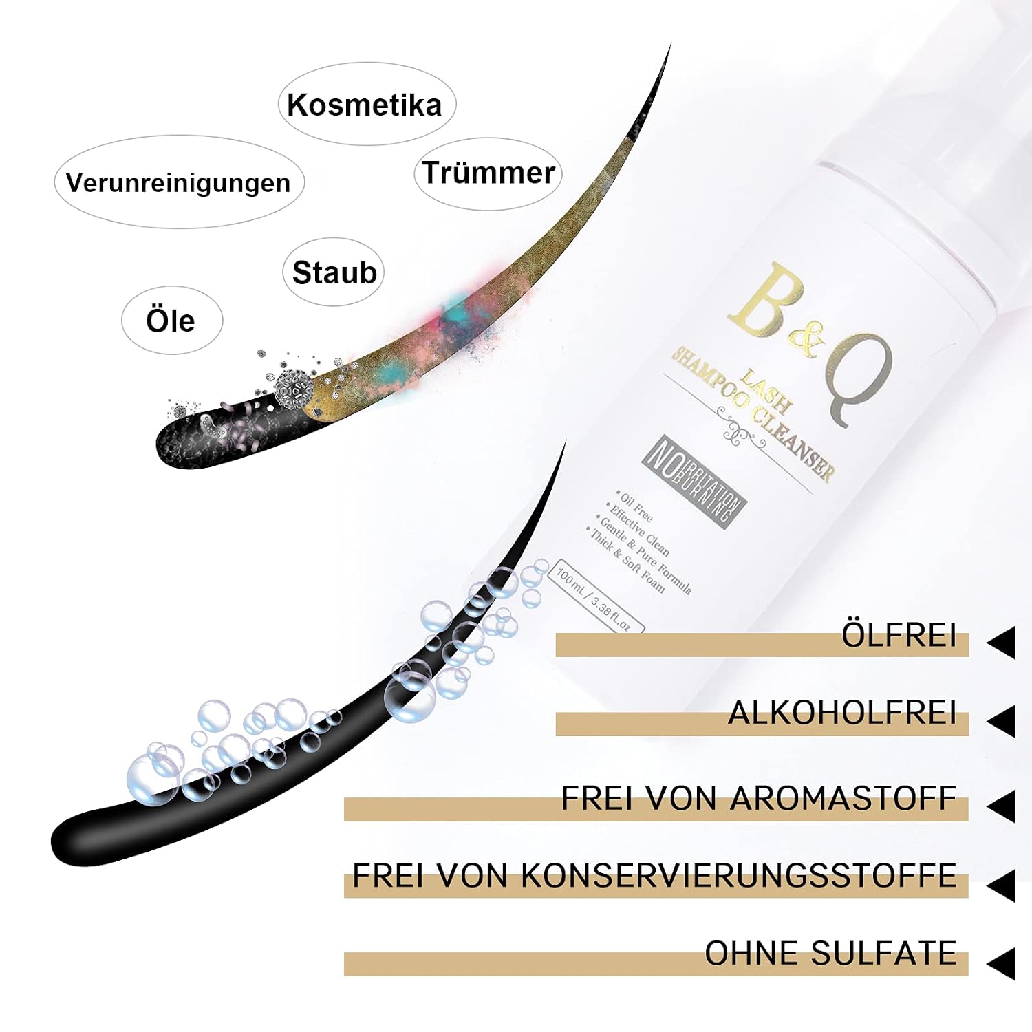 Lash Shampoo 100ML Lash Bath For Eyelash Extensions With Brush Lash Wash Lash Cleanser Eyelash Shampoo Eyelash Extension Cleanser By B&Q LASH (100 ML)