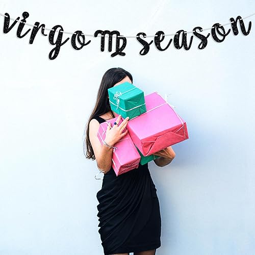 Vista 4 de Cartel de la temporada de Virgo, letrero de feliz cumpleaños de Virgo, gran energía Virgo, 12 suministros de decoración de fiesta de cumpleaños