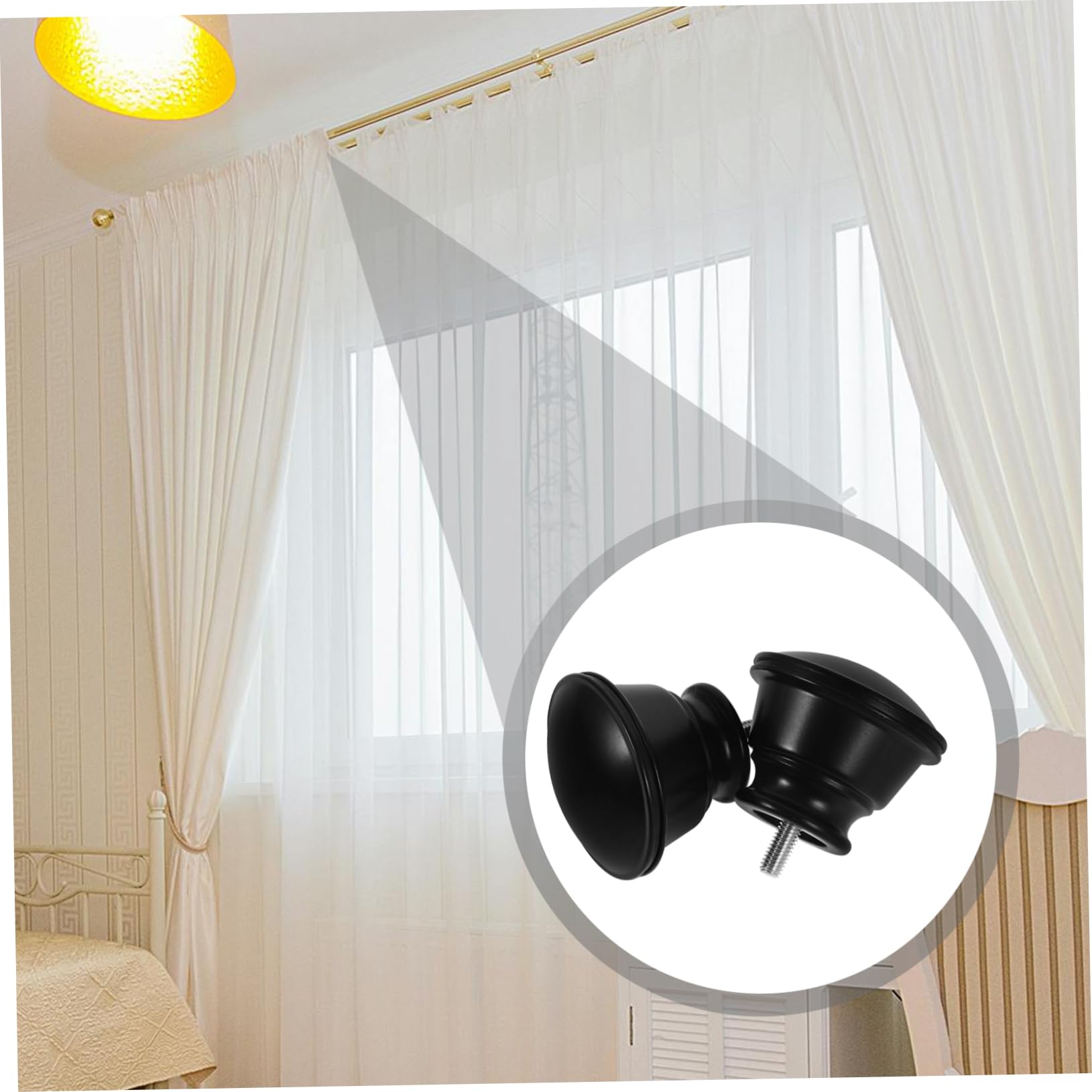 TOPBATHY 5 Set di Terminali per Aste per Tende in Metallo Nero per Aste Romane E 2 Pezzi * 5