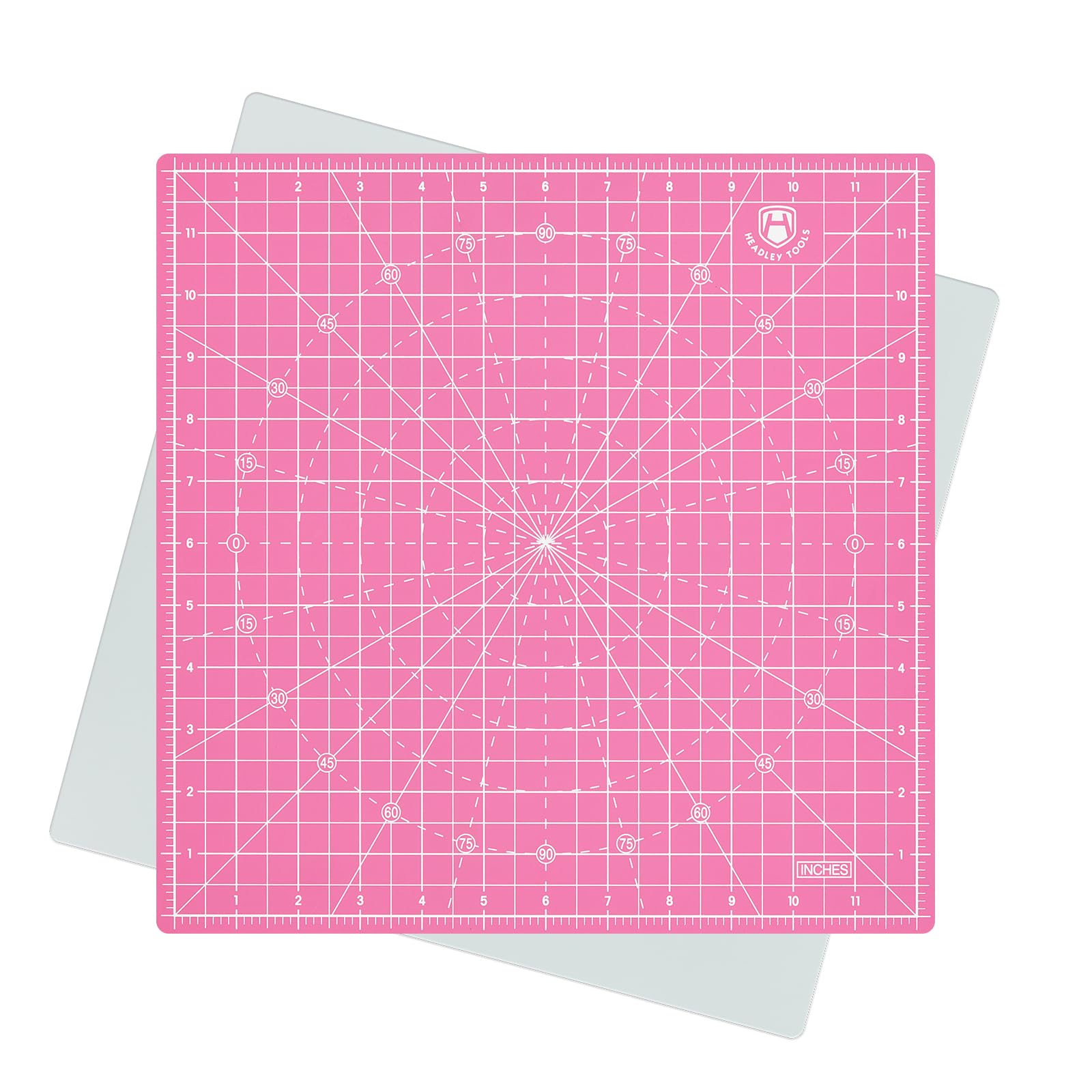 Headley Tools 12"x12" Rotating Cutting Mat, Self Healing Mat with 360-Degree Rotation &amp; Anti-Slip Base, Sewing Board Cutting Mat Perfect for Fabric Quilting Leather Hobby Project，Pink