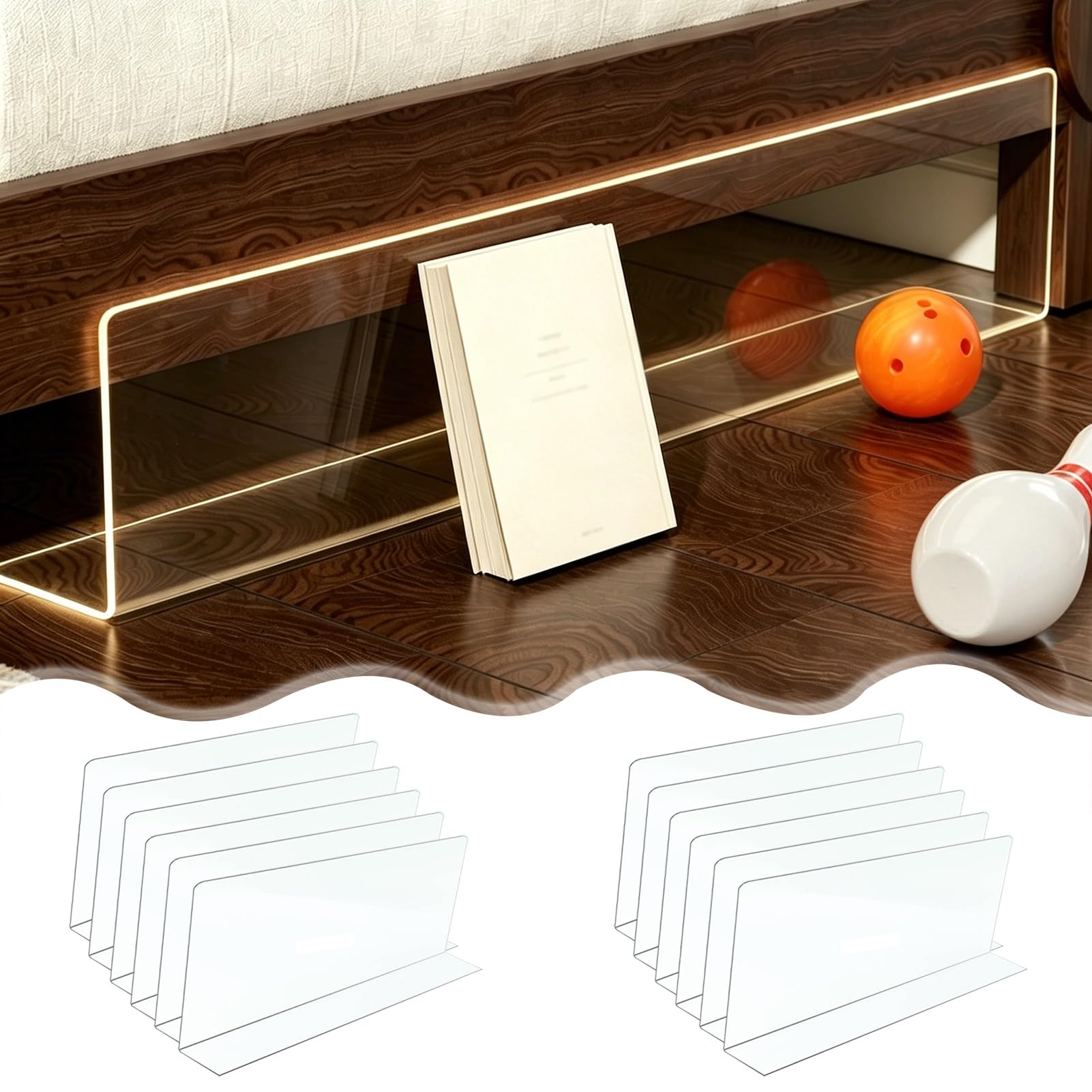 2 4 6 8 10 11 12 in Height Stair Gap Blocker 12 Pcs, under Bed Guard Barrier Stop Things from Going, Clear Floating Stairs Crevice Stoppers(120x30cm (47.2x11.8in))