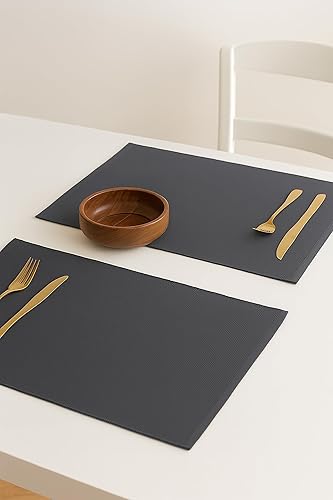 Miniatura 2 de PurpleEssences Juego de 4 manteles individuales acanalados 100 % algodón, 13 x 19 pulgadas, manteles individuales gruesos y duraderos para comedor,