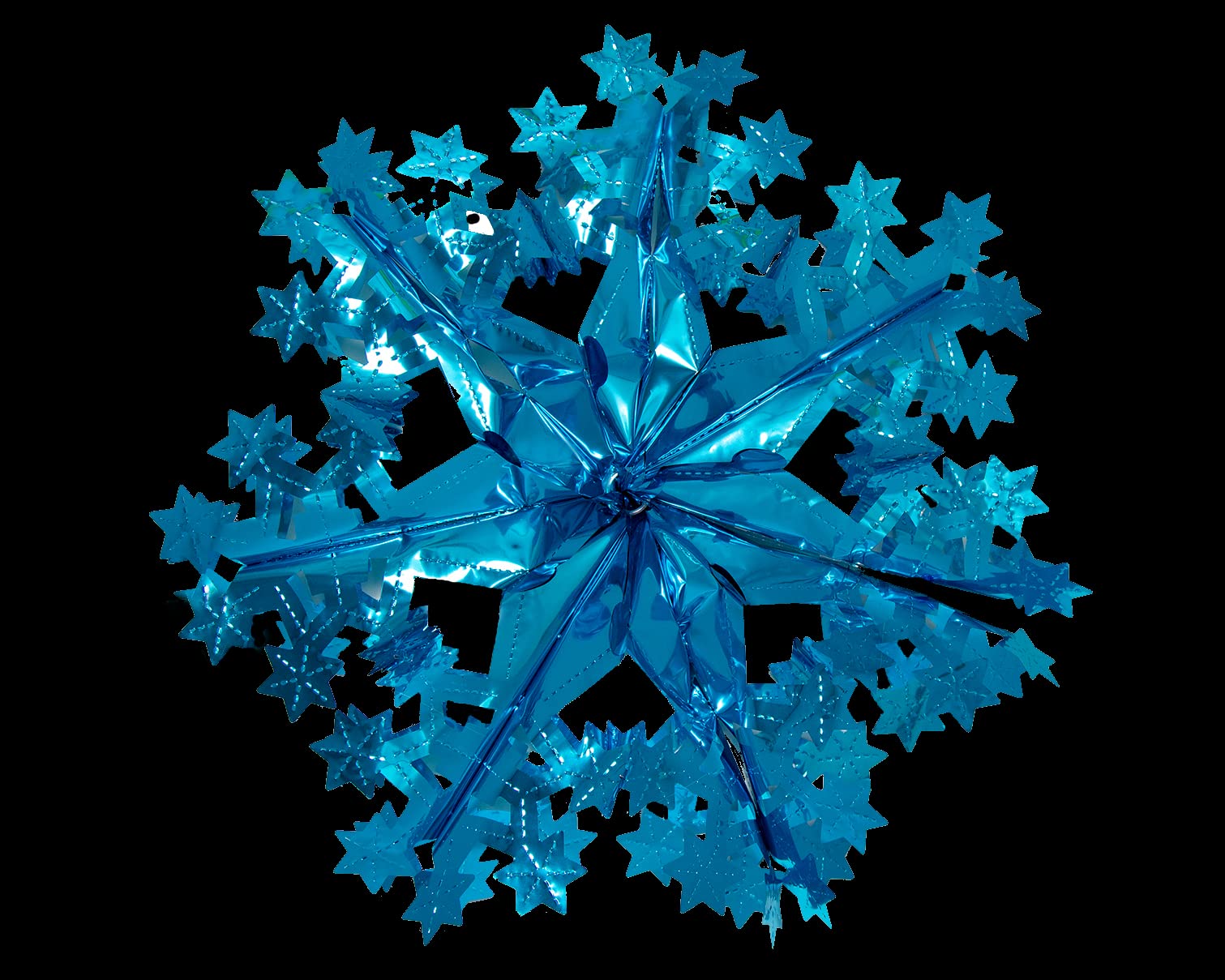 Simply Products Foil Garland Snowflake Star - Christmas Hanging Decoration Wall Ceiling Xmas Deco (Turquoise)