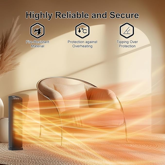 Calefactor Eléctrico Portátil Cerámico 1500W con Control Remoto y Oscilación miniatura 4