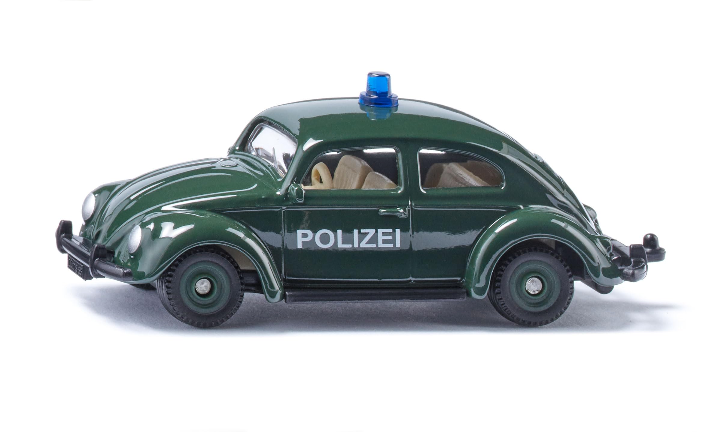 Siku 1560, VW Maggiolino della Polizia, Auto Giocattolo, Metallo/Plastica, Verde Scuro, Auto Giocattolo per Bambini, Pneumatici Gommati, Con Luce sul Tettuccio