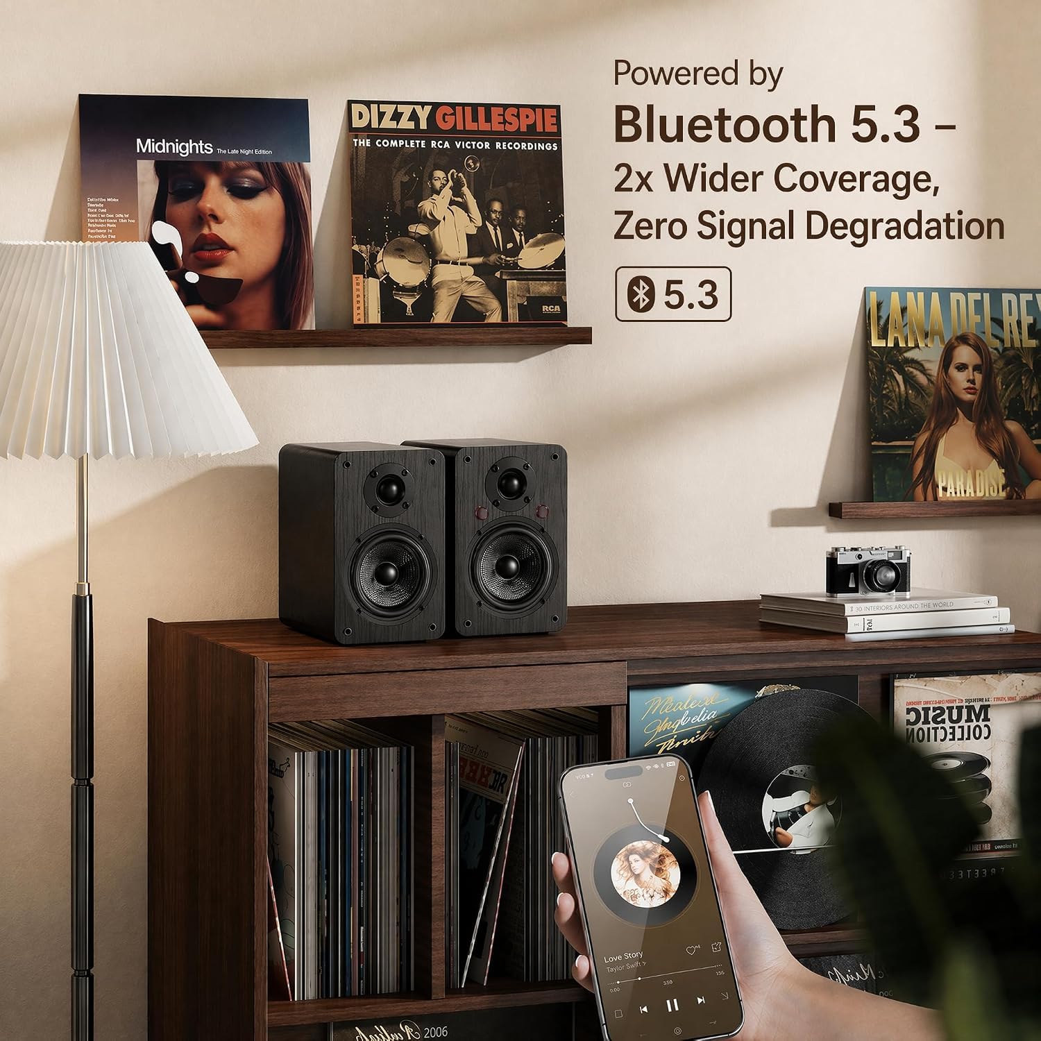 LONPOO 60W Aktiv Regal-Lautsprecher, 2.0 CH TV-Lautsprecher mit Bluetooth/Optical/RCA/AUX-IN, 4-Zoll-Tieftöner &1-Zoll-Hochtöner Heimstereo (LP42A)