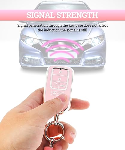 Miniatura 5 de Zlirfy Funda para llavero de automóvil, accesorios de automóvil, protección de TPU suave, funda para llave con llavero para mujer, protección