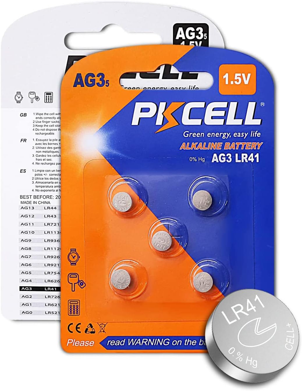 AG3 1.5V Battery LR41 392 384 192 Button Alkaline Cell for Digital Thermometer- 5Count