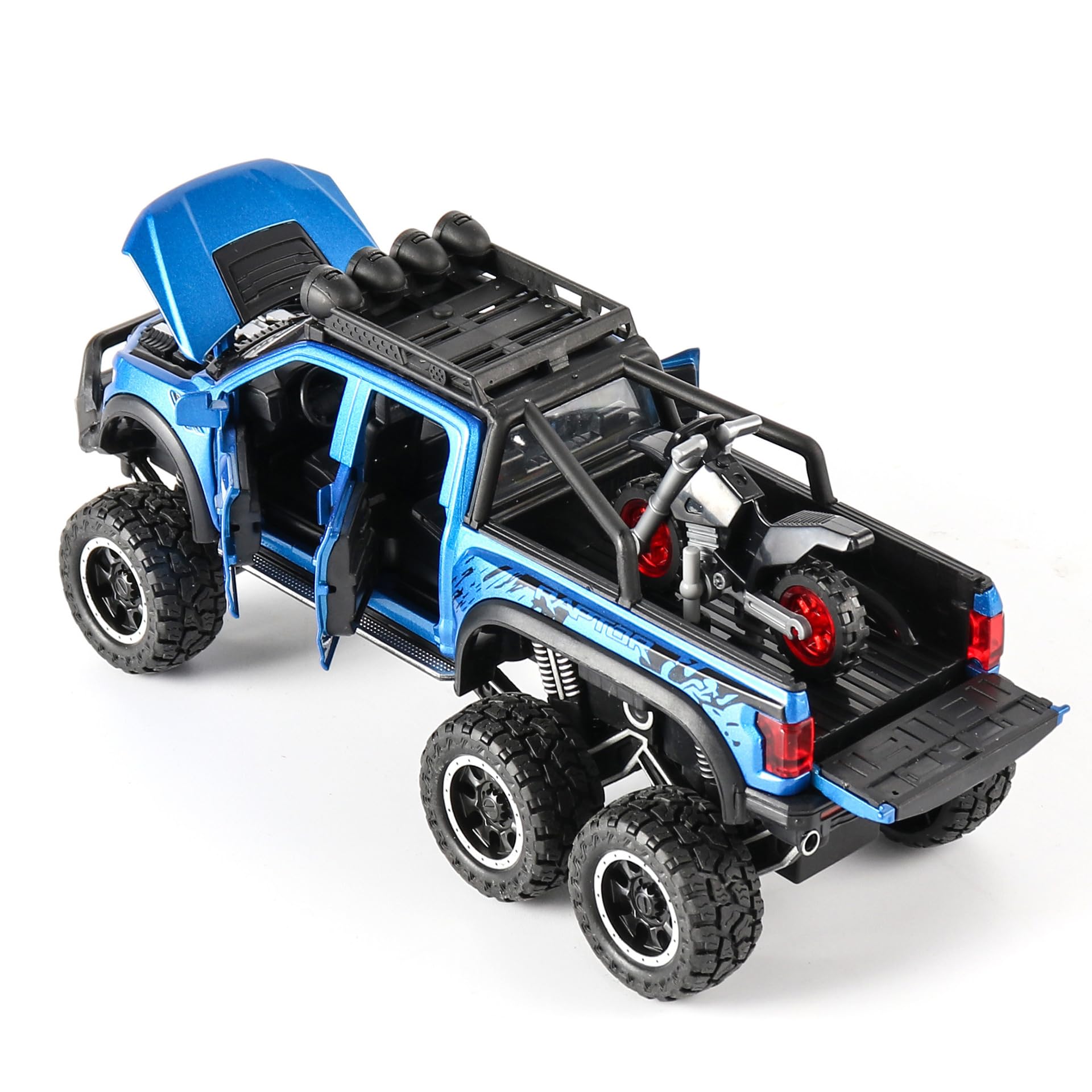 Zhangl Diecast Zinc Alloy Ford Raptor Car Model with Light, Sound (Blue)