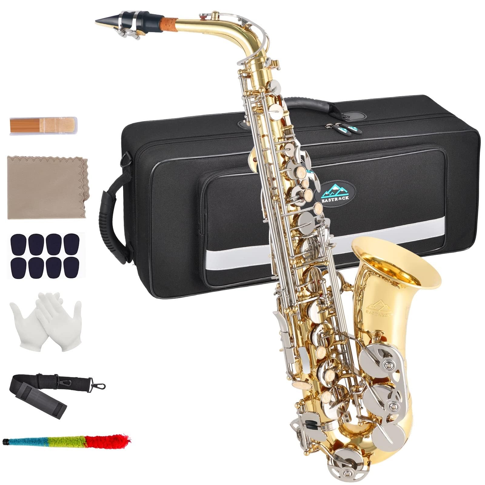 EASTROCK E Flat Alto Saxophone Nickel/Golden for Beginners and Students