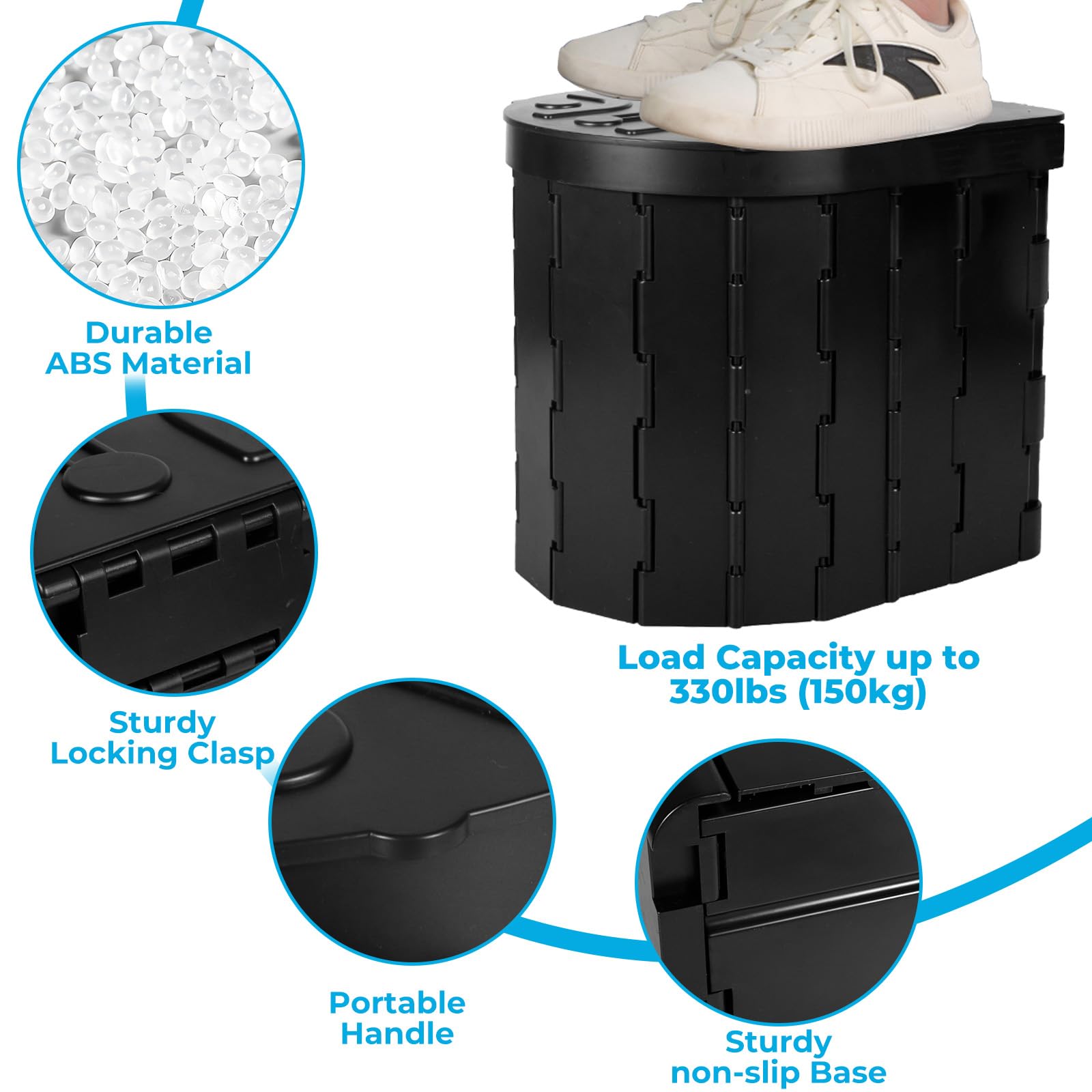 WC Portatil Inodoro Portatil Baño con Portarrollos de Papel y Bandeja Bater Portatil Adultos con 2 Rollos Bolsas de Basura y Funda Soporta Hasta 150 kg para Camping,Atascos de Tráfico