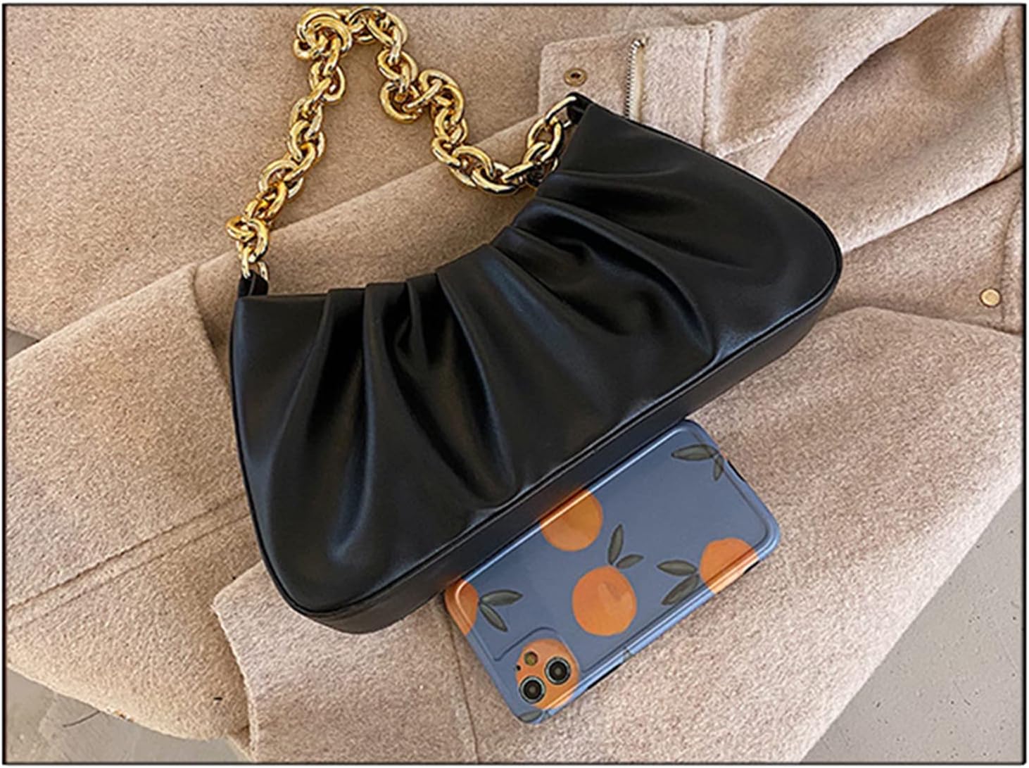 JOLLQUE Shoulder Bag for Women,Small Leather Dumpling Bags Handbag Purse,Gold Chain Evening Clutch Purses - Image 6