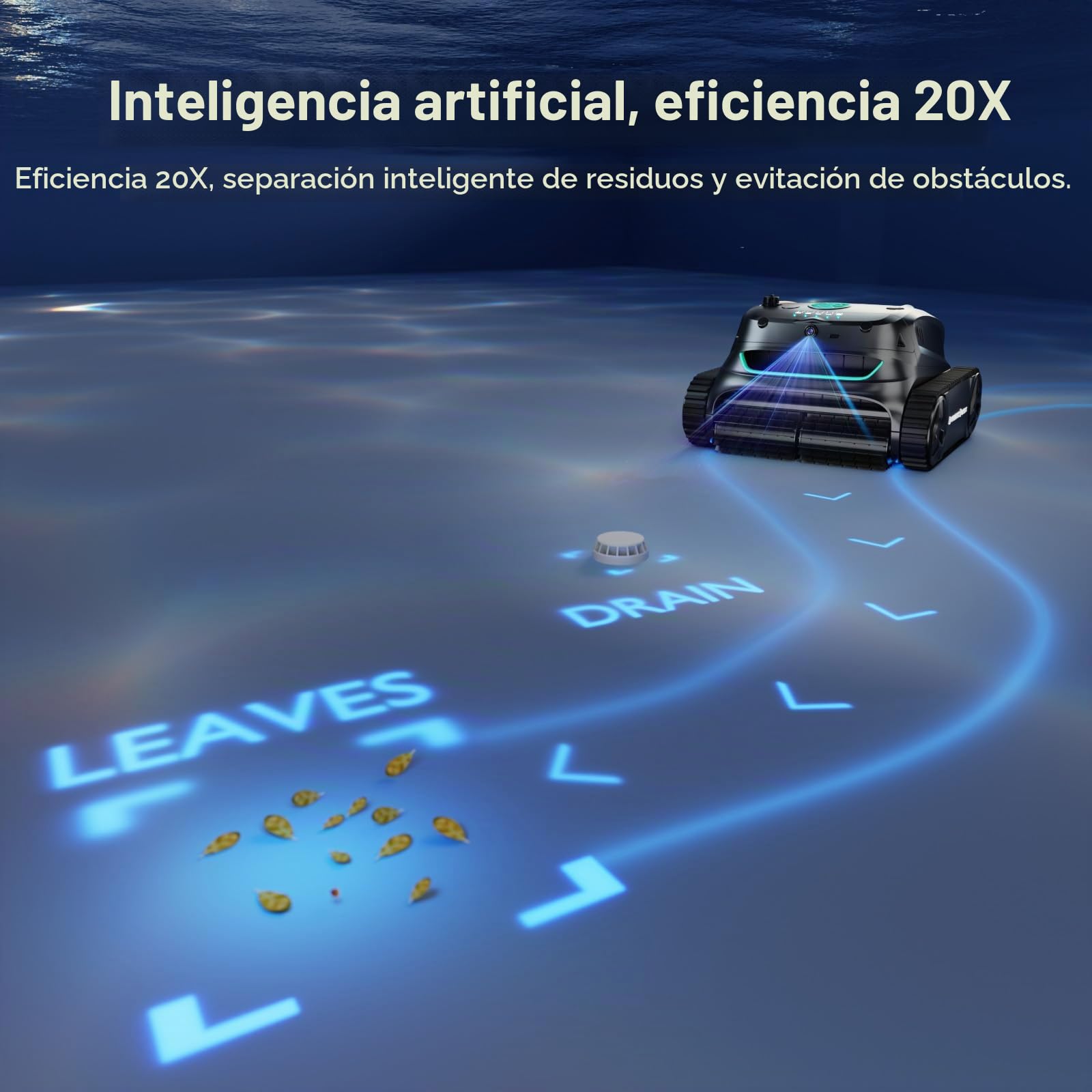 WYBOT S2 Solar Vision Robot Limpiador de Piscinas, con Cámara con IA, Carga Solar, Retorno y Carga Automáticos, Limpieza Programada Mejorada, Limpieza por Zonas, Sistema de Adsorción 3D (Gris)