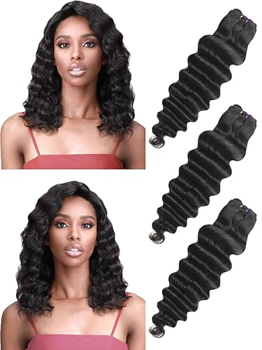 Miniatura 7 de 4 manojos de cabello humano suelto de onda profunda de 24, 26, 28, 30 pulgadas, 100% sin procesar, cabello brasileño sin procesar, largo, suelto,