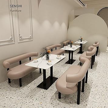 Online Celebrity Coffee Shop Milk Tea Dessert Shop Qing Bar Barbecue Western Restaurant Theme Restaurant Card Seat Sofa Table and Chair Combination Brown