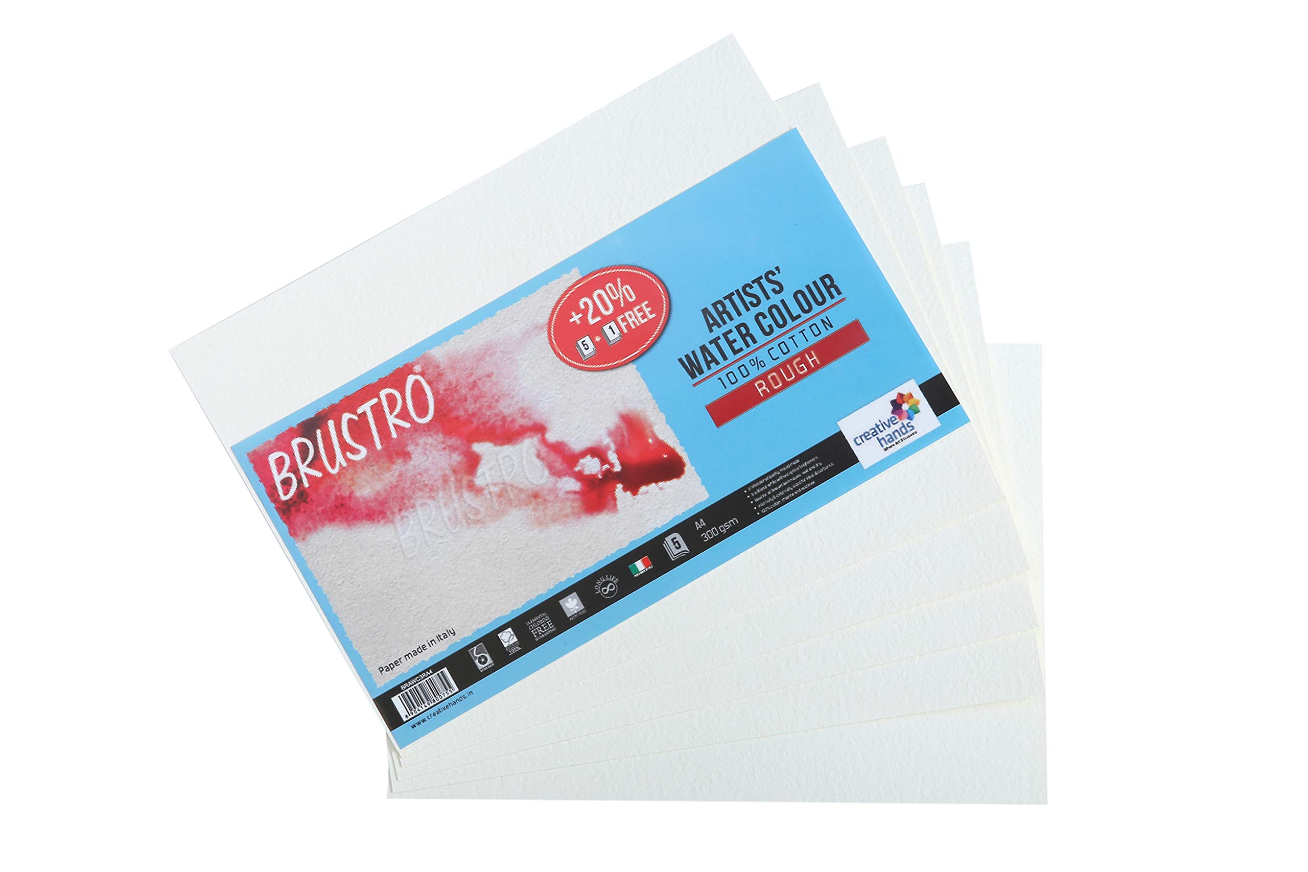 Brustro Artists Watercolour Papers 100% Cotton 300 GSM A4 Rough (Pack of 5 + 1 Free Sheet) (B078WSKFNY) Amazon Price History, Amazon Price Tracker