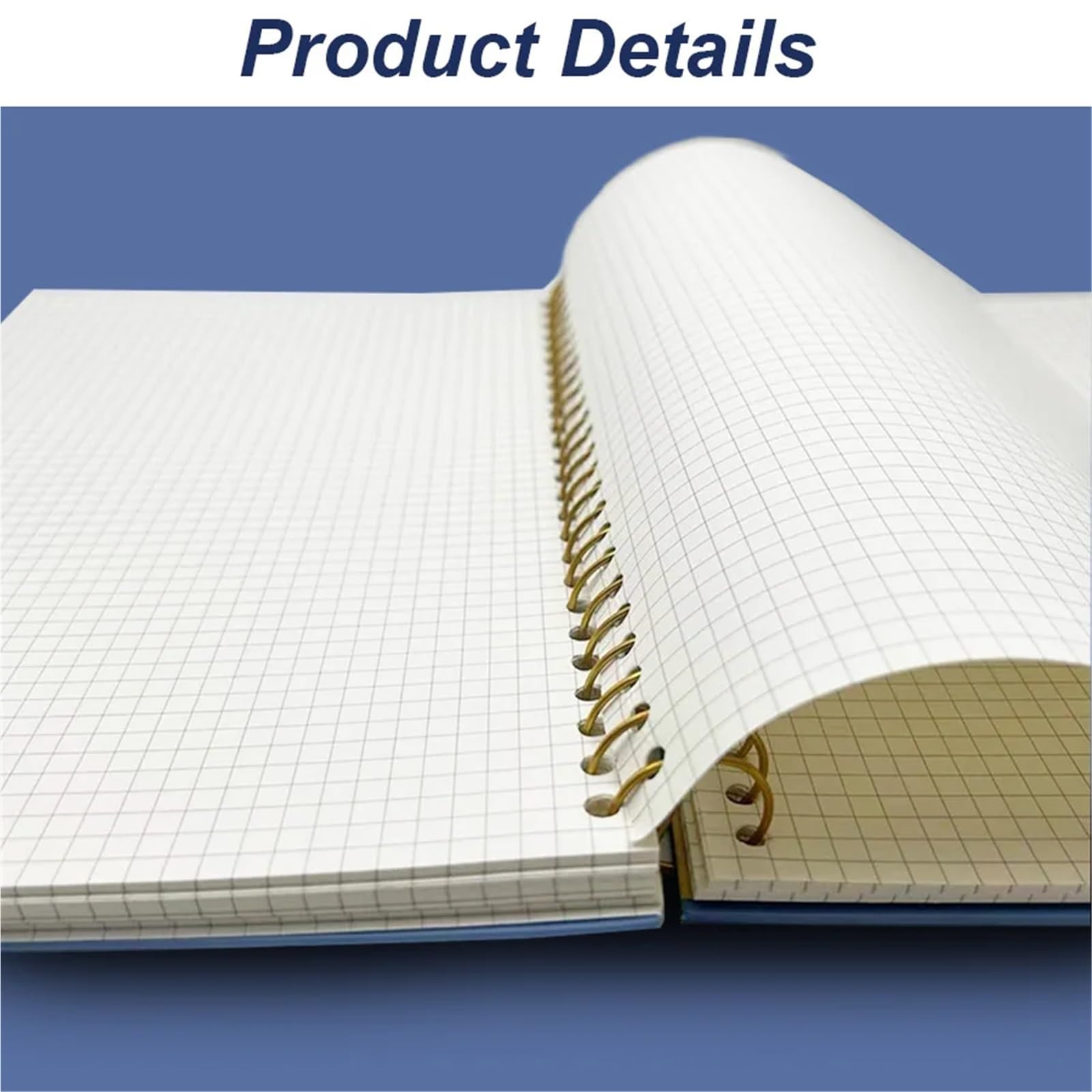 cuaderno espiral de líneas anchas Cuaderno B5 de tapa dura con espiral y 300 páginas interiores, 150 hojas cuadriculadas en blanco for estudiantes.(Grid inner page)
