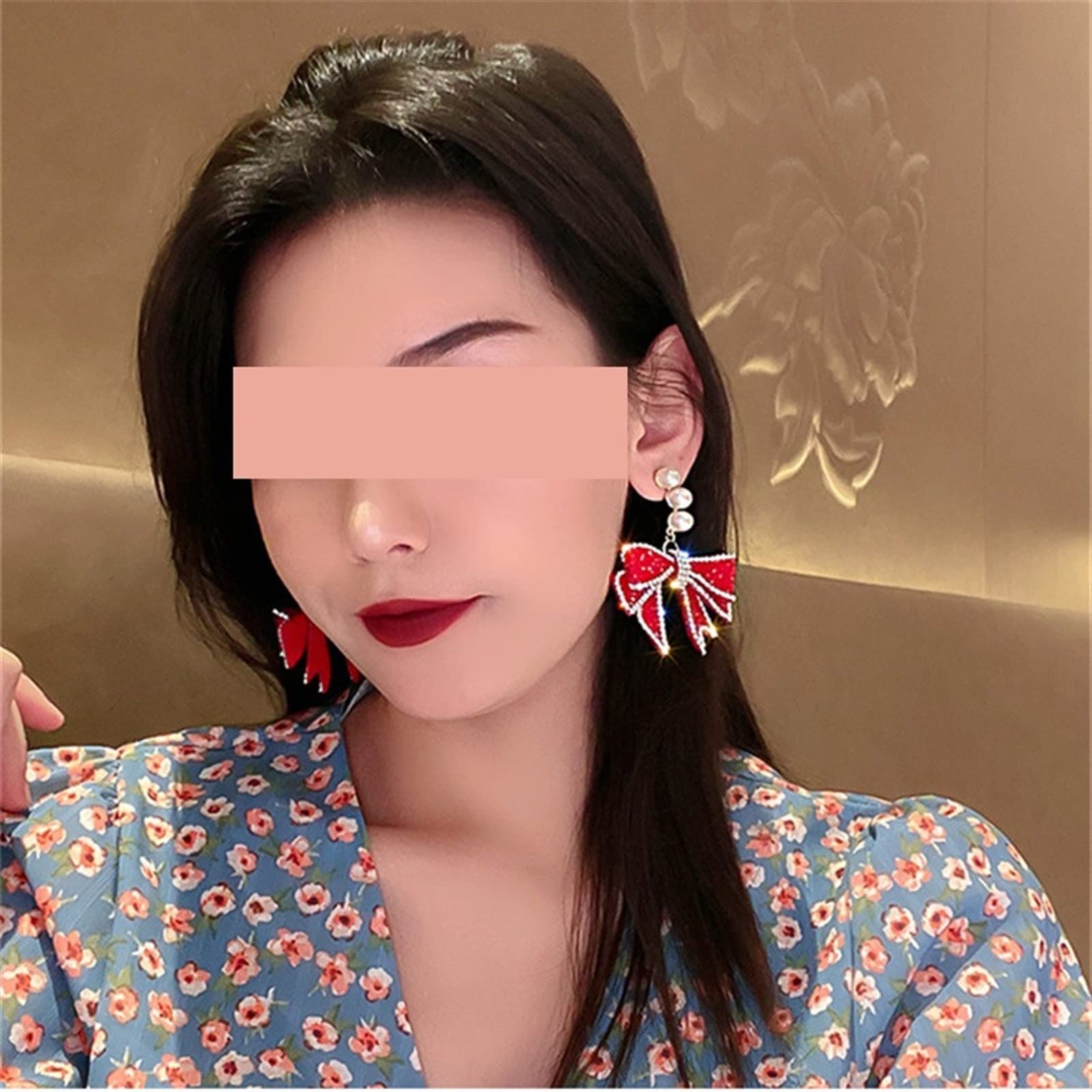 Modeschmuck Rote Schleife Baumeln Ohrringe Für Frauen Strass Ohrringe Hochzeiten Partei Schmuck Zubehör High-end-Ohrringe