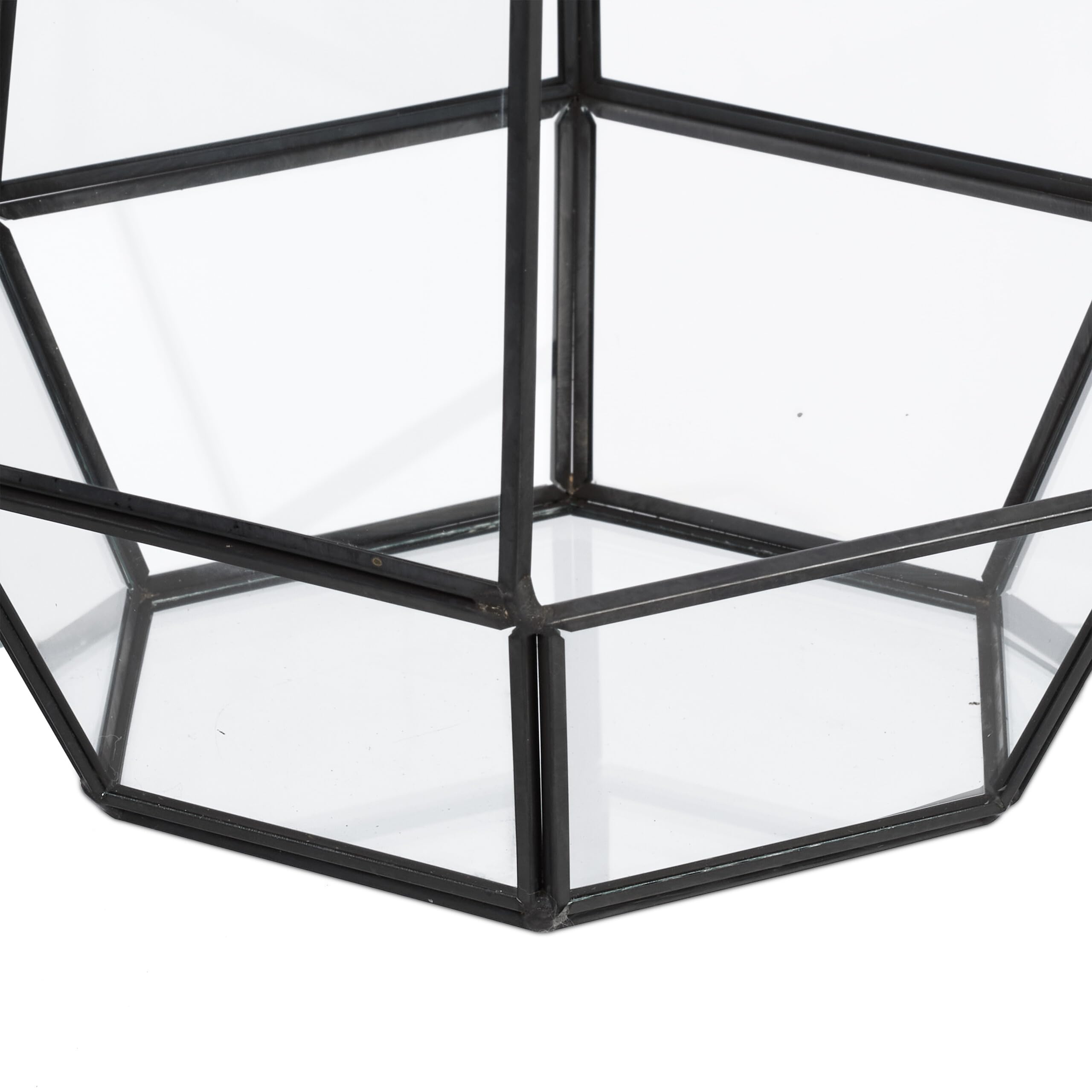 Relaxdays Terrarium Verre étain pour succulentes cactus, Noir