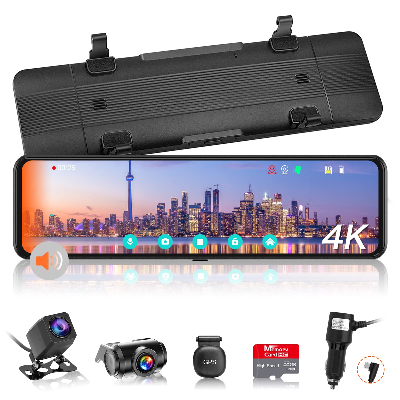 ドライブレコーダー ミラー型 4K 800万画素 WIFI搭載・Type-C電源 Amazon.co.jp: ドライブレコーダー ミラー型 4K 【伸縮式カメラ+