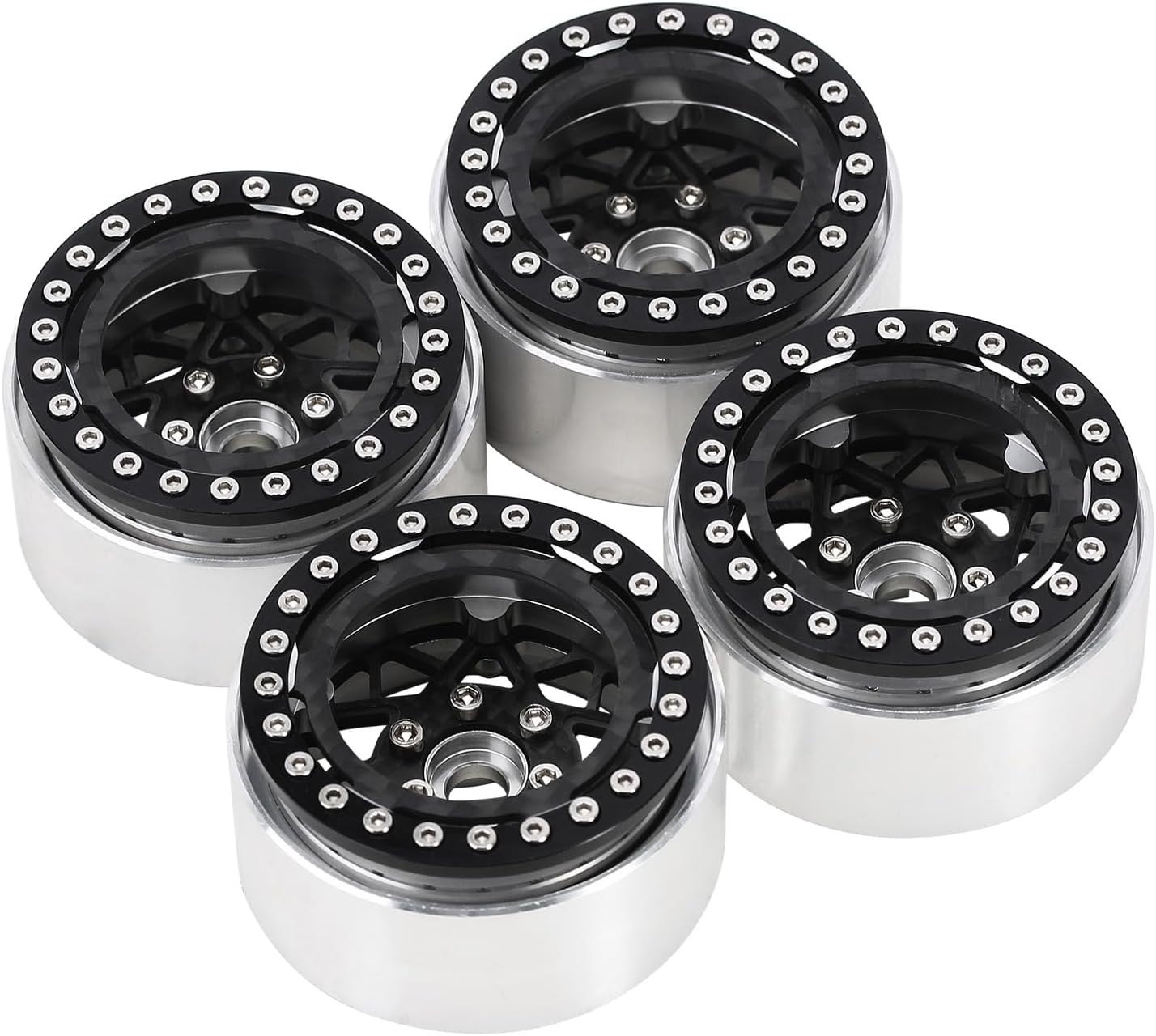 INJORA 1.9 beadlock Wheels - 10mm Deep Dish Negative Offset Wheels for 1/10 RC Crawler SCX10 TRX4 VS4-10 Gen8, W1952