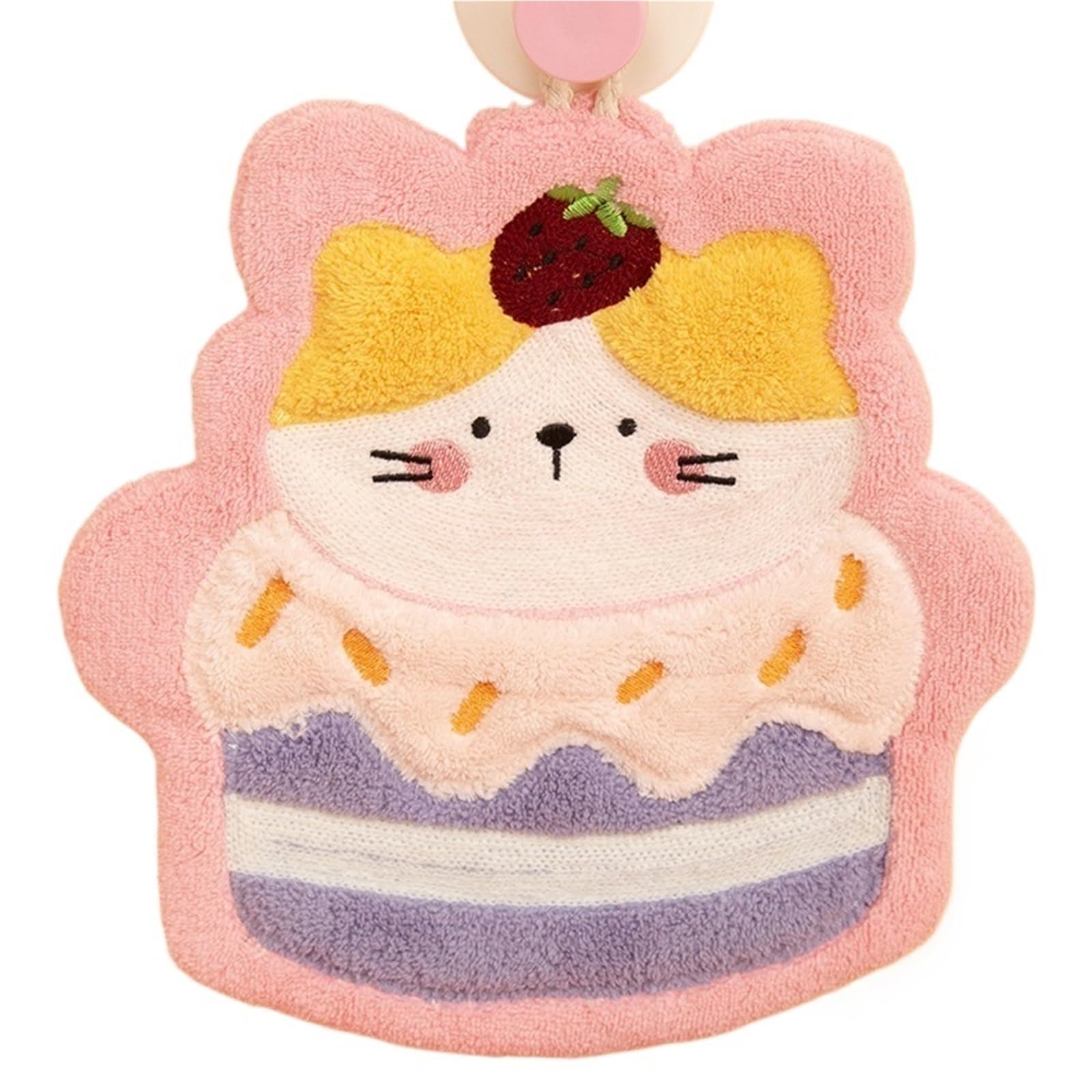 WSQHAO 3Pcs Animal Shape Cake Hand Towel - Soft Absorbent Kitchen Bathroom Cleaning Rag With Hangi for Hand(Color3)